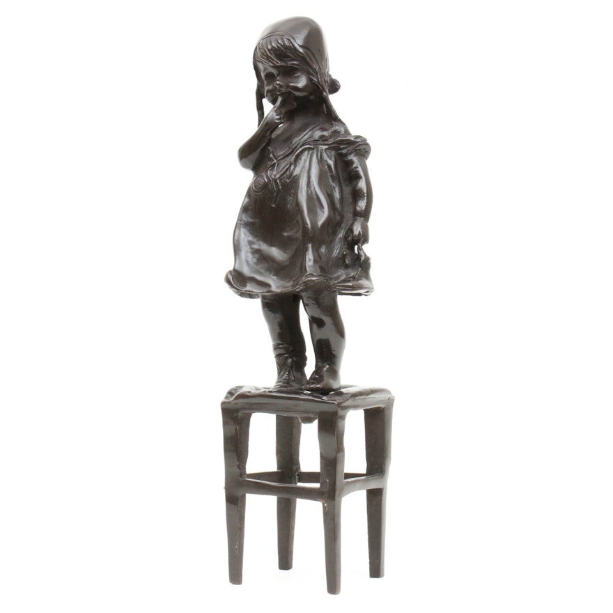 Bonded Bronze Statuette of Young Girl