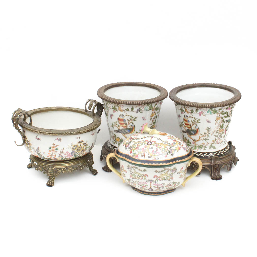 Hua Rong Tang Chinese Porcelain and Brass Decorative Vessels