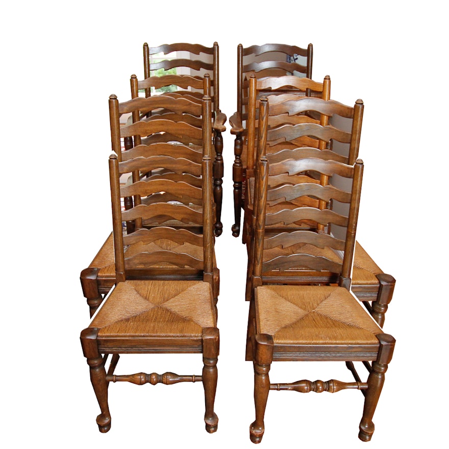 Vintage Provincial Style Ladderback Dining Chairs by Ethan Allen