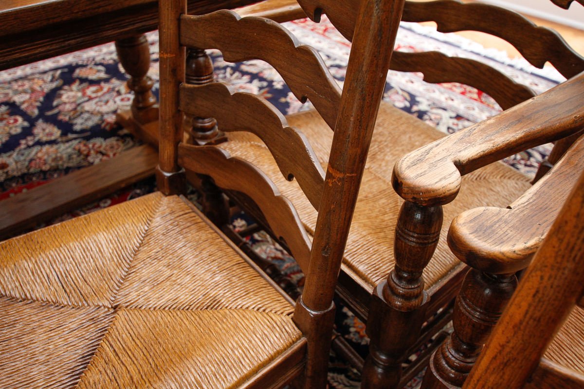 Vintage Provincial Style Ladderback Dining Chairs by Ethan Allen