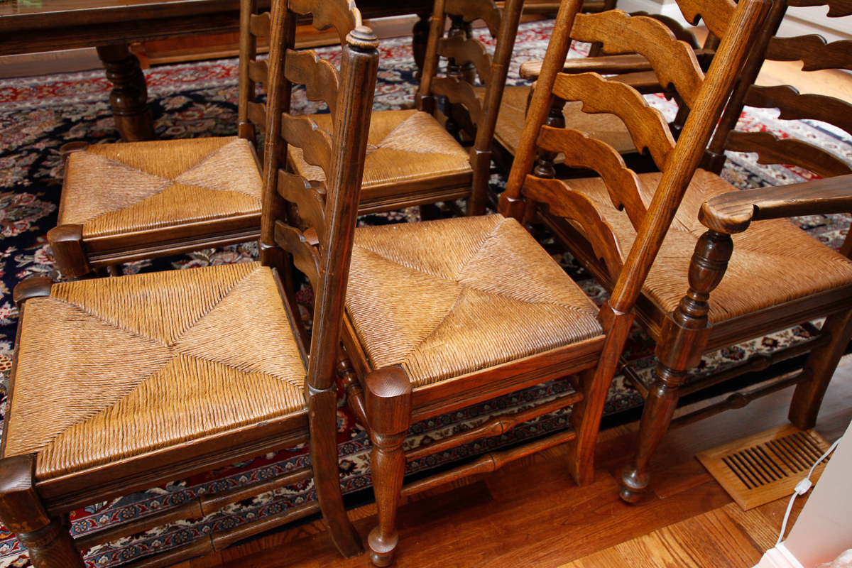 Vintage Provincial Style Ladderback Dining Chairs by Ethan Allen
