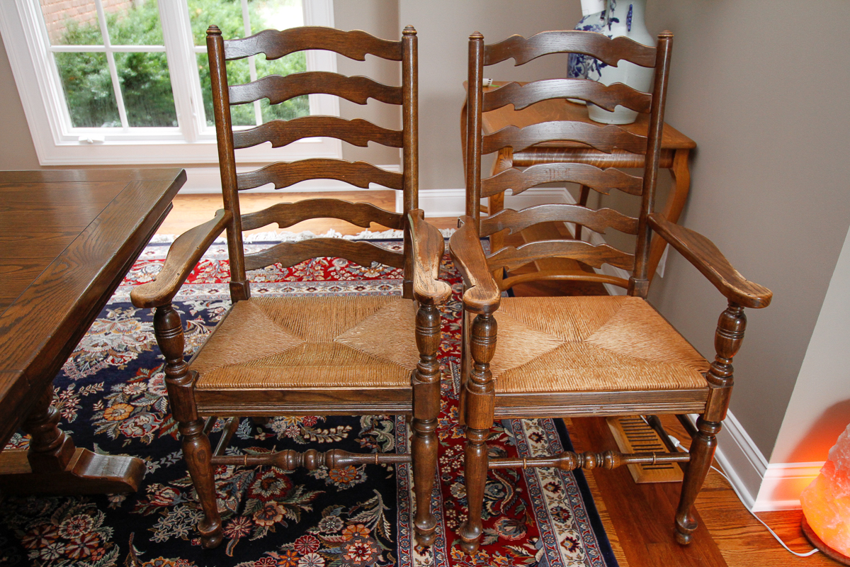 Vintage Provincial Style Ladderback Dining Chairs by Ethan Allen