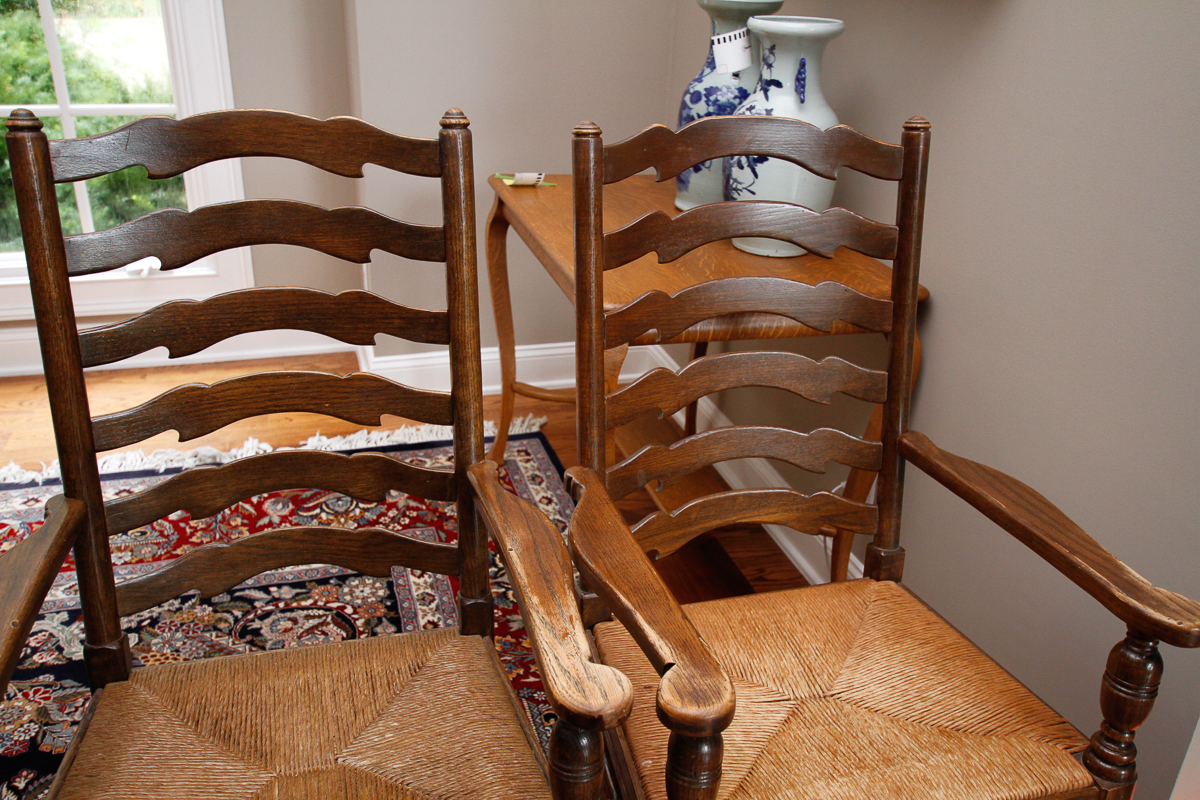 Vintage Provincial Style Ladderback Dining Chairs by Ethan Allen