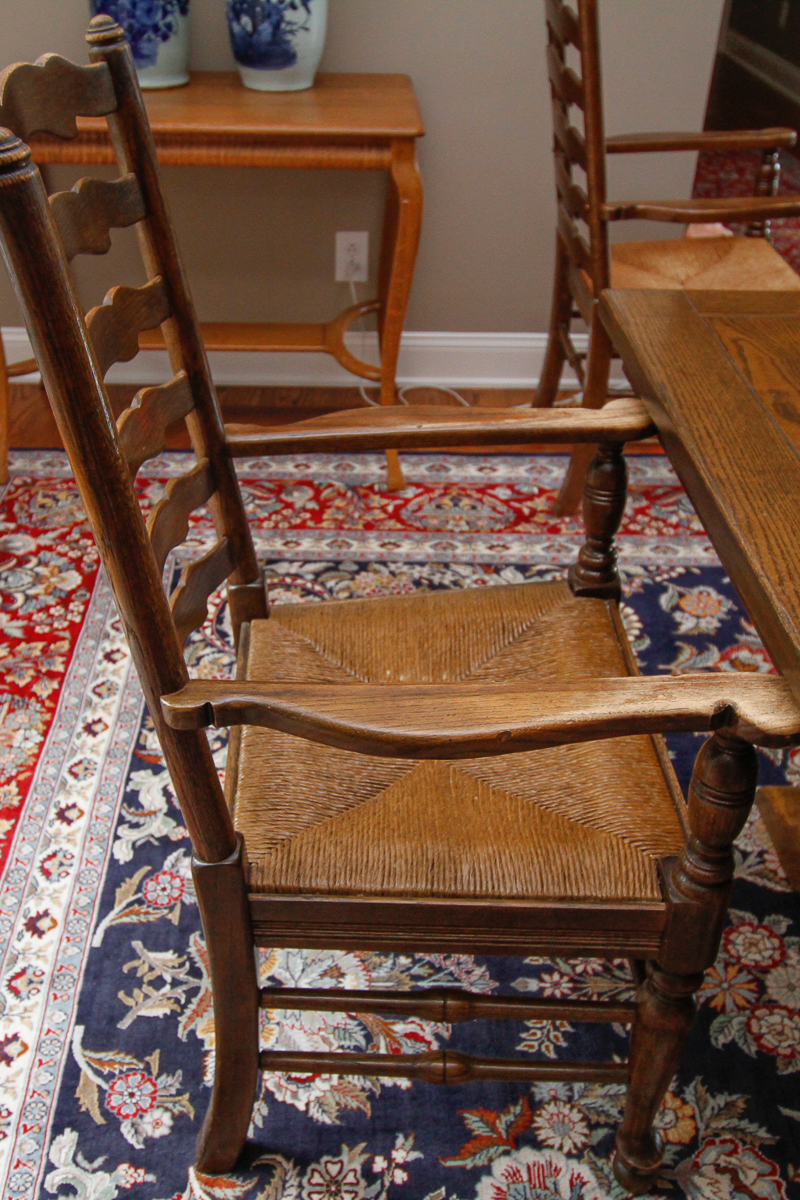 Vintage Provincial Style Ladderback Dining Chairs by Ethan Allen