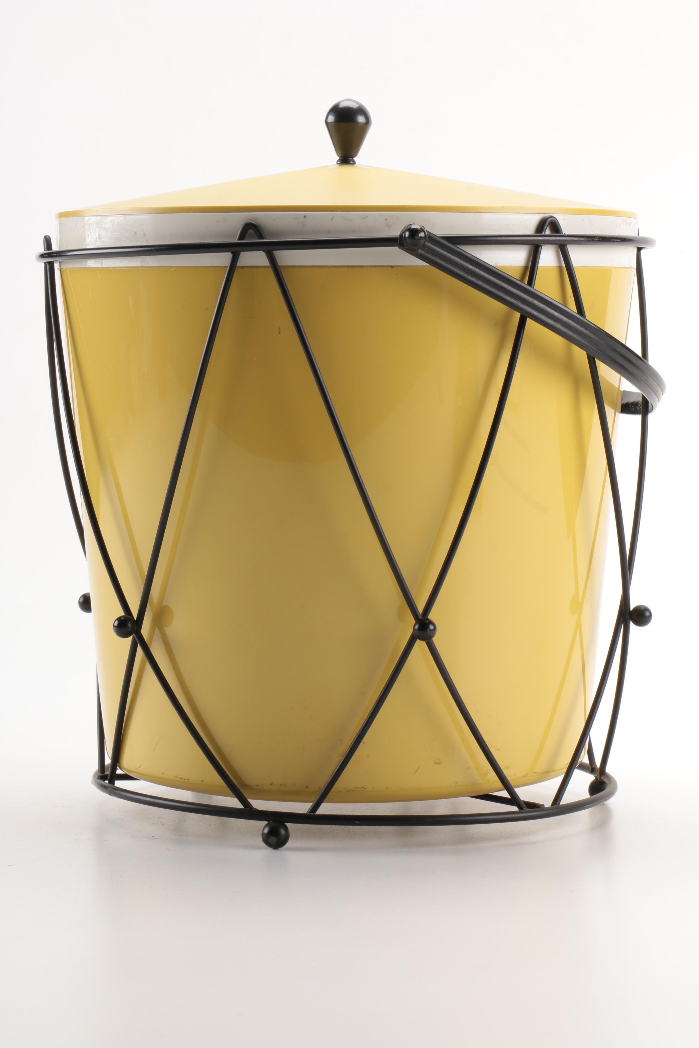 Mid Century Modern Thermos Insulated Ice Bucket with Carrier