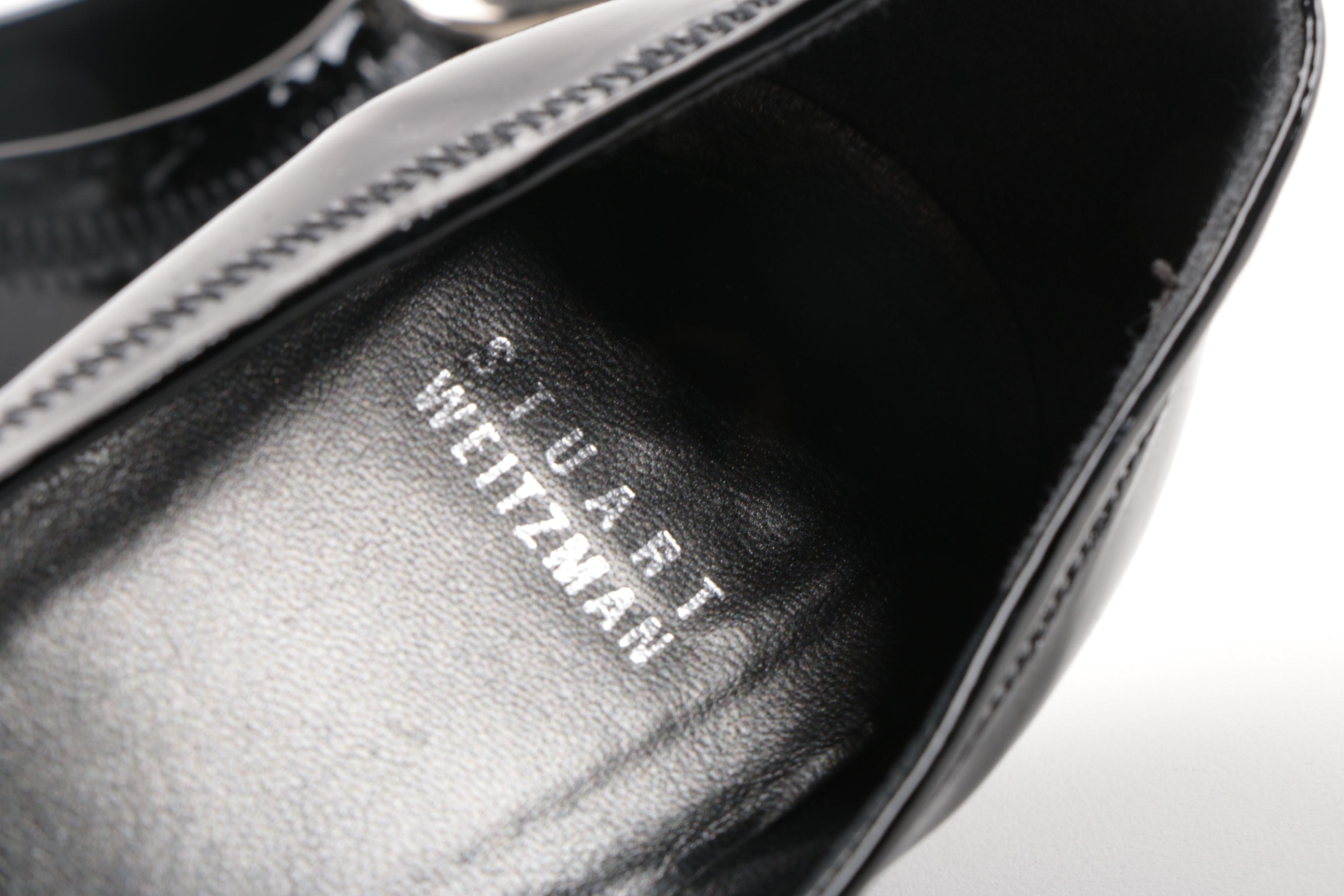 Stuart Weitzman Black Patent Leather and Suede Wedges