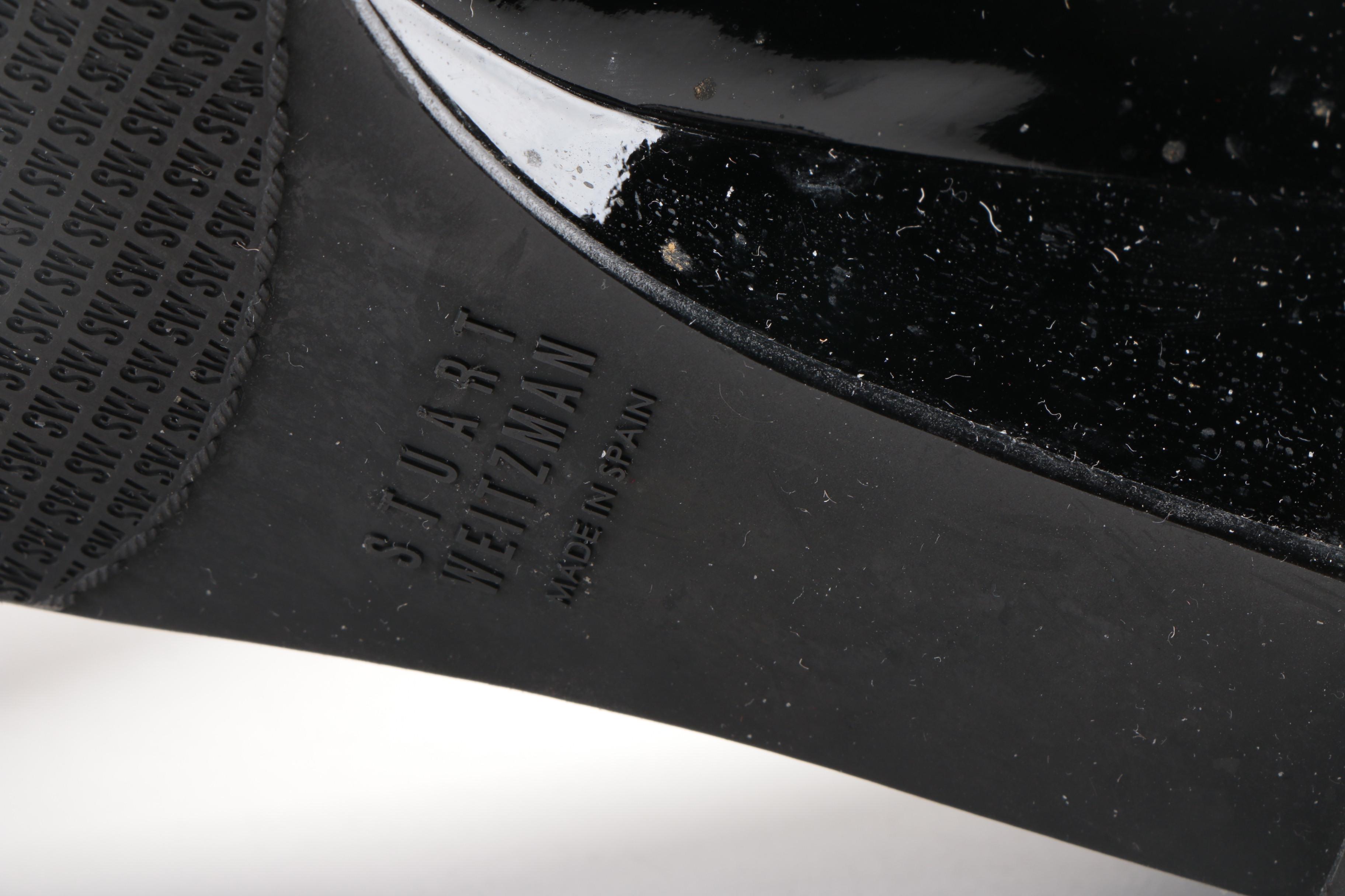 Stuart Weitzman Black Patent Leather and Suede Wedges