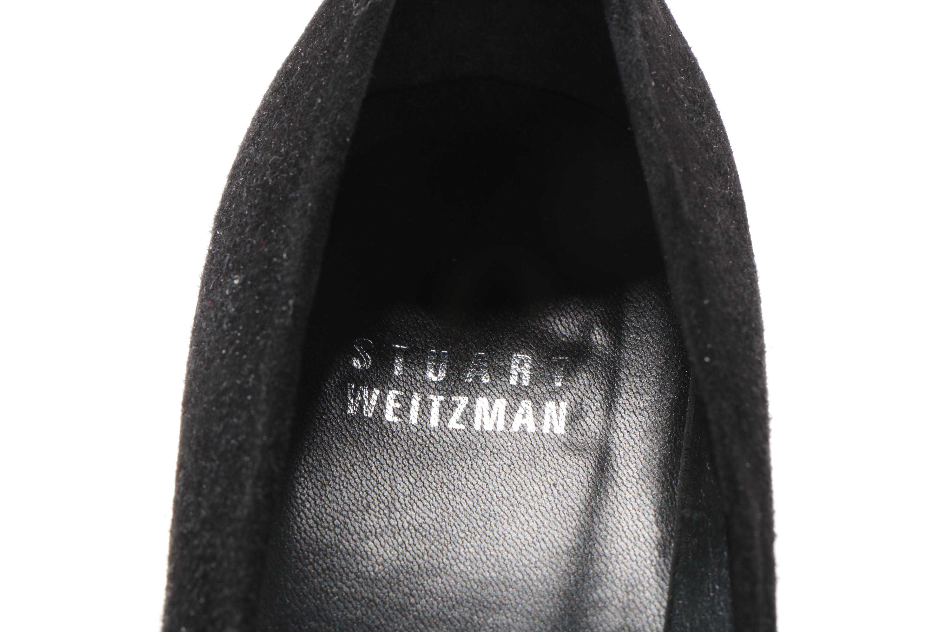 Stuart Weitzman Black Patent Leather and Suede Wedges