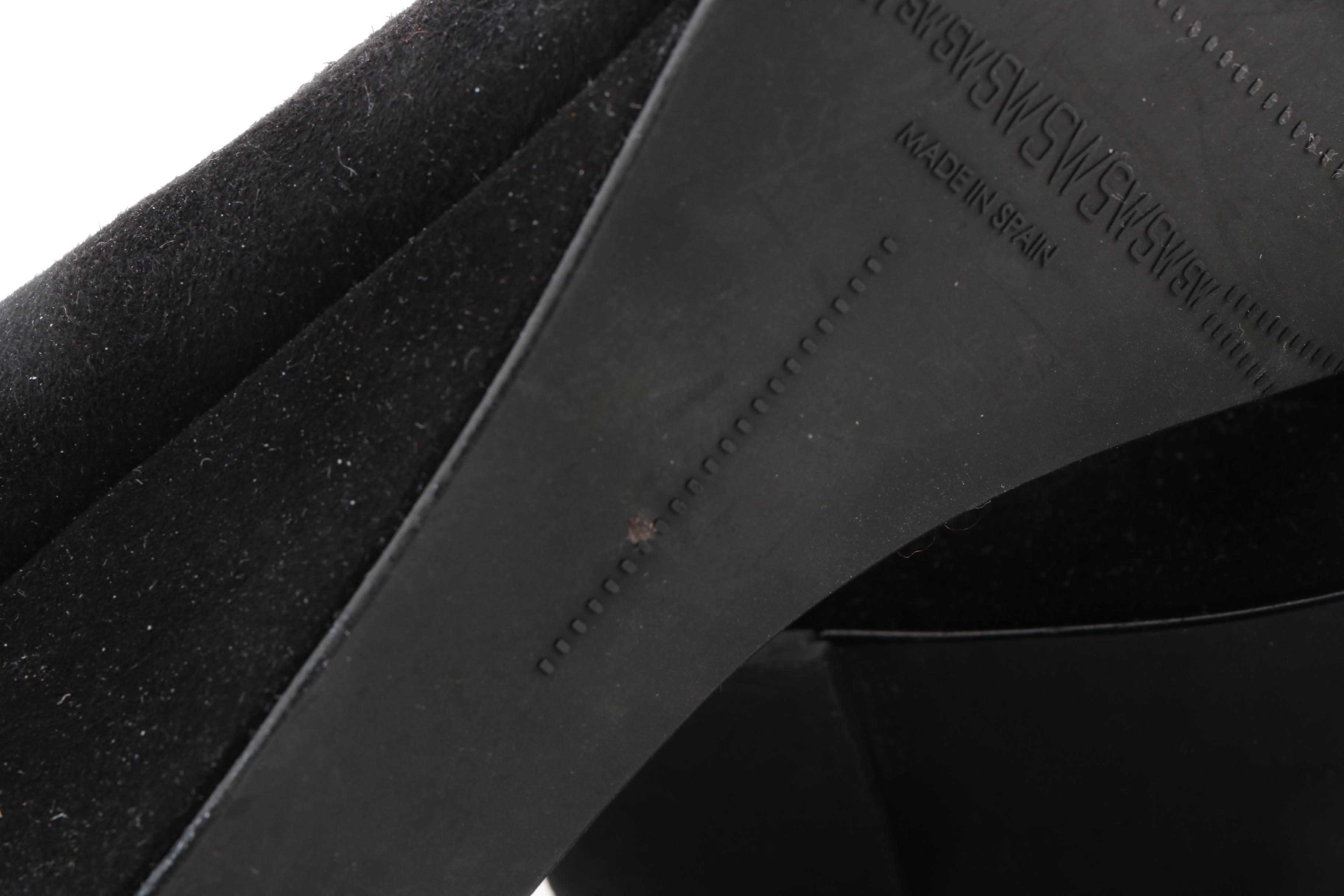 Stuart Weitzman Black Patent Leather and Suede Wedges