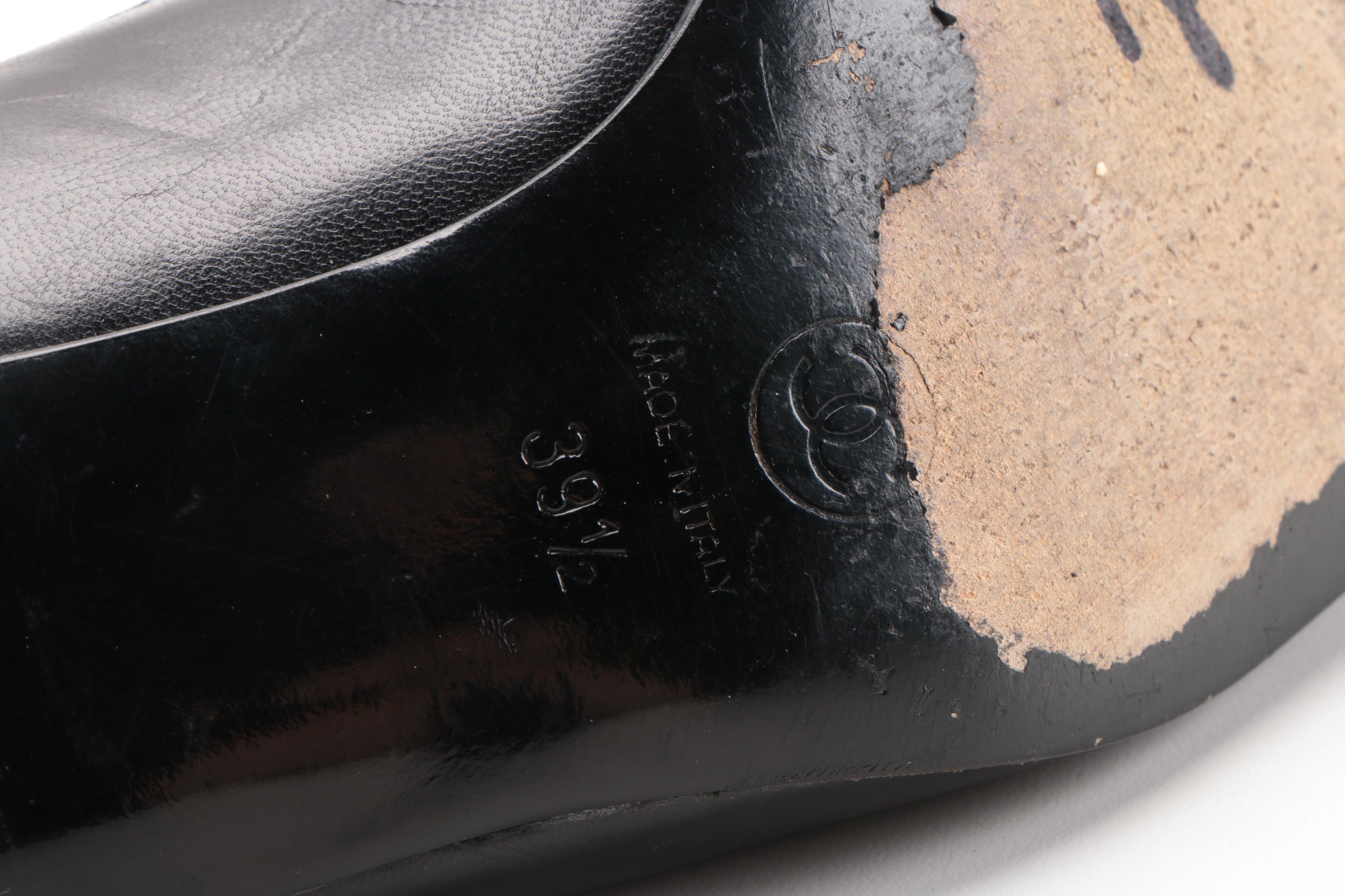 Chanel Black Leather Pointed Toe Pumps