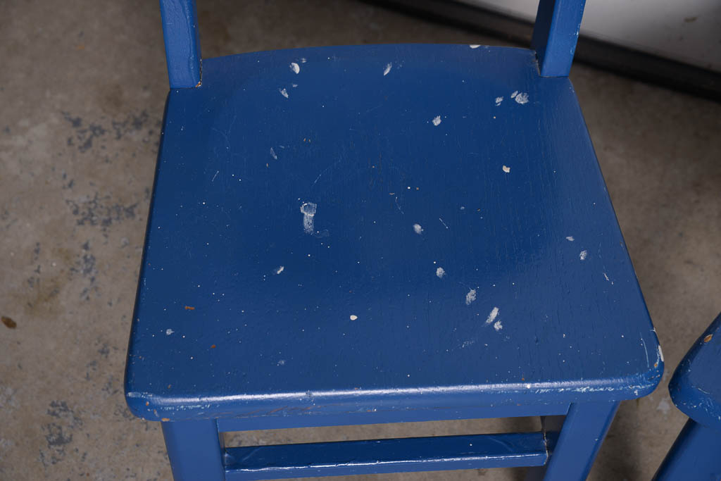 Pair of Children's Royal Blue Painted Wooden Chairs