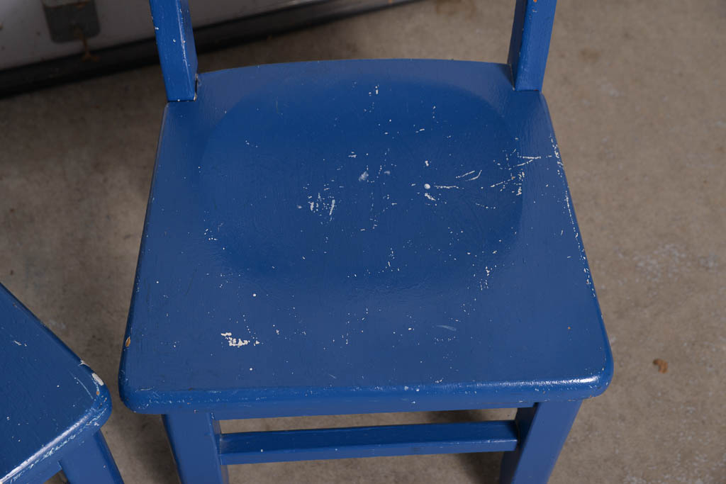 Pair of Children's Royal Blue Painted Wooden Chairs
