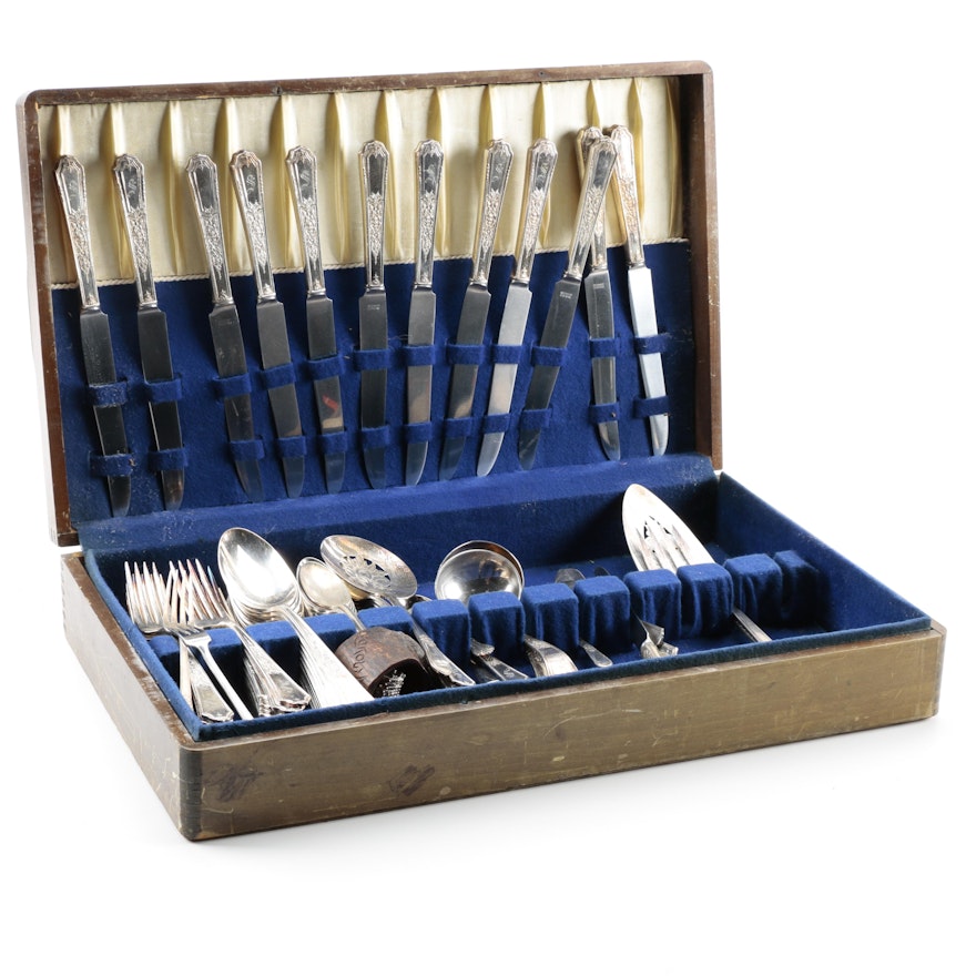 Selection of Stainless and Silver Plate Flatware with Case