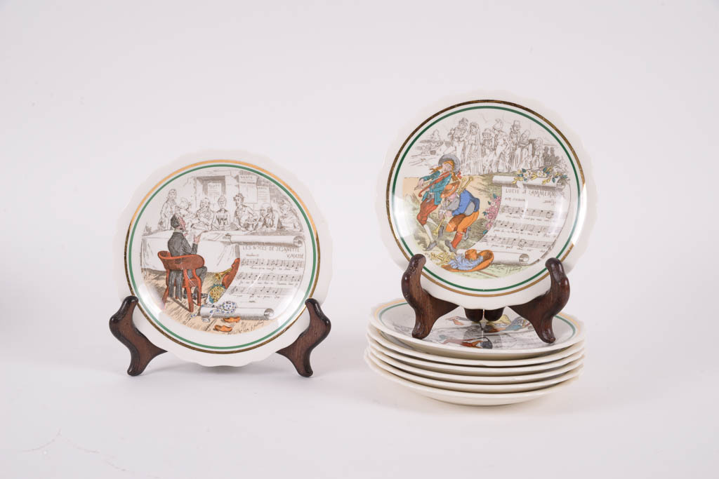 Collection of French PV Pictorial Musical Porcelain Tableware