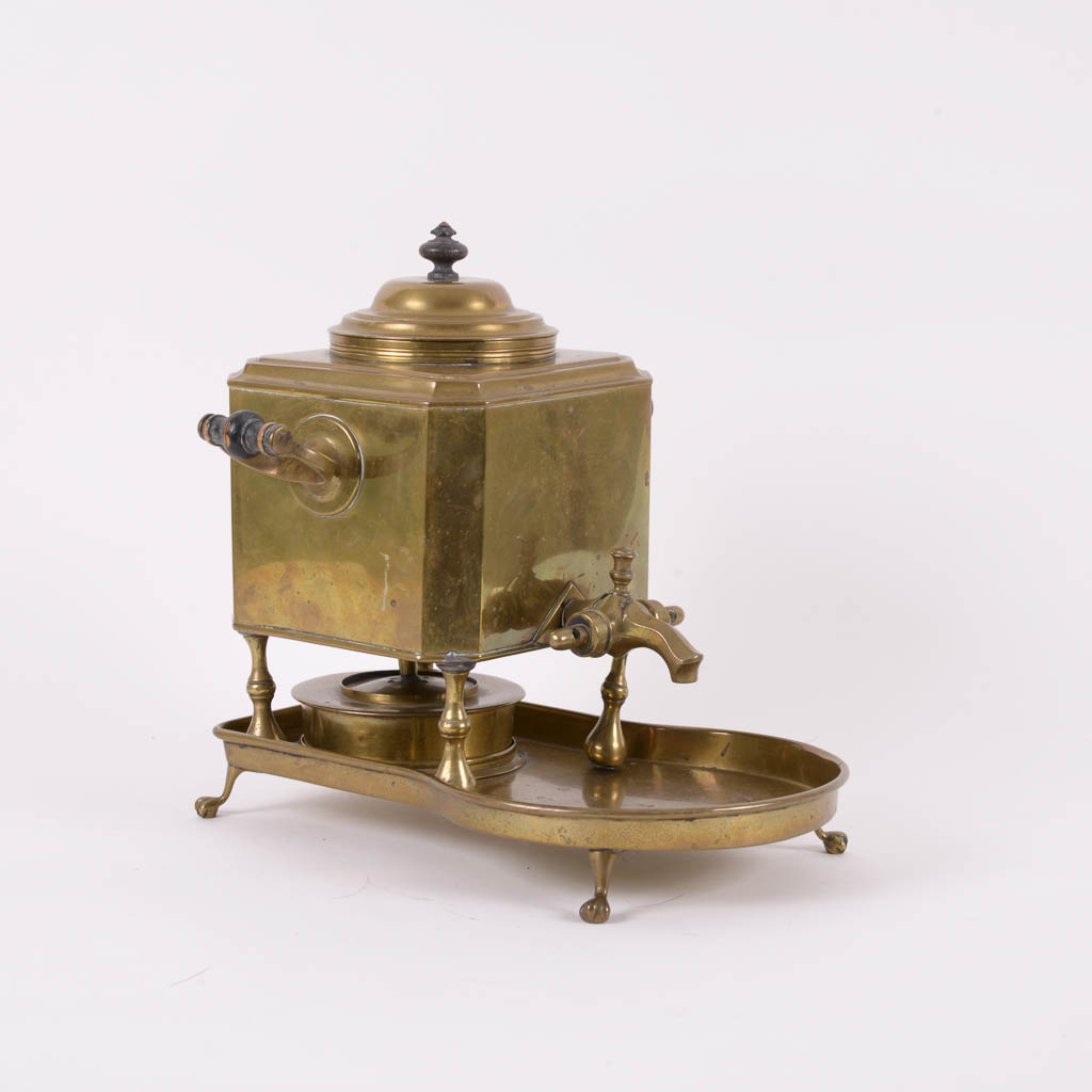 Antique Russian Brass Samovar With Tray