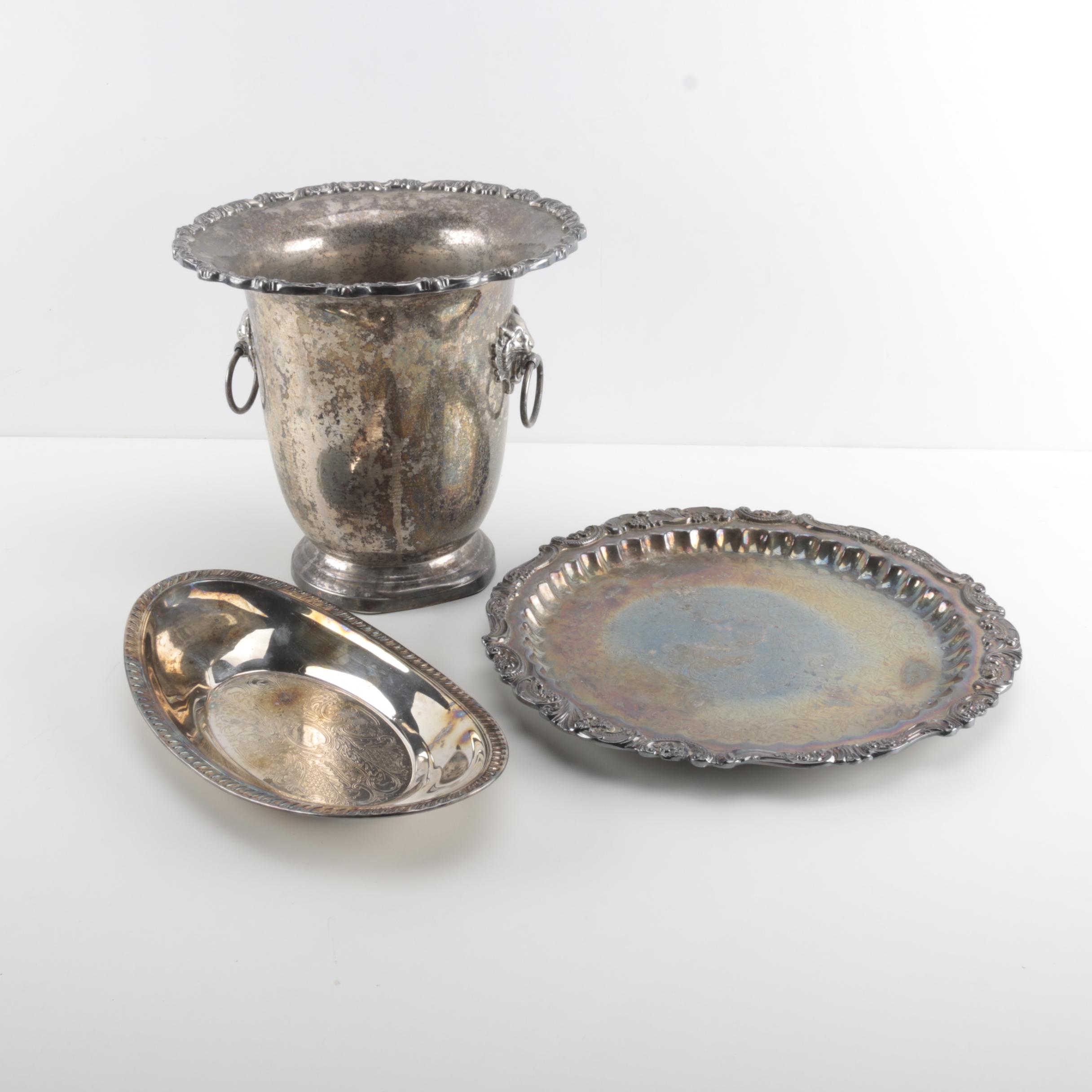 Wallace "Baroque" Silver Plate Tray and Assorted Silver Plate