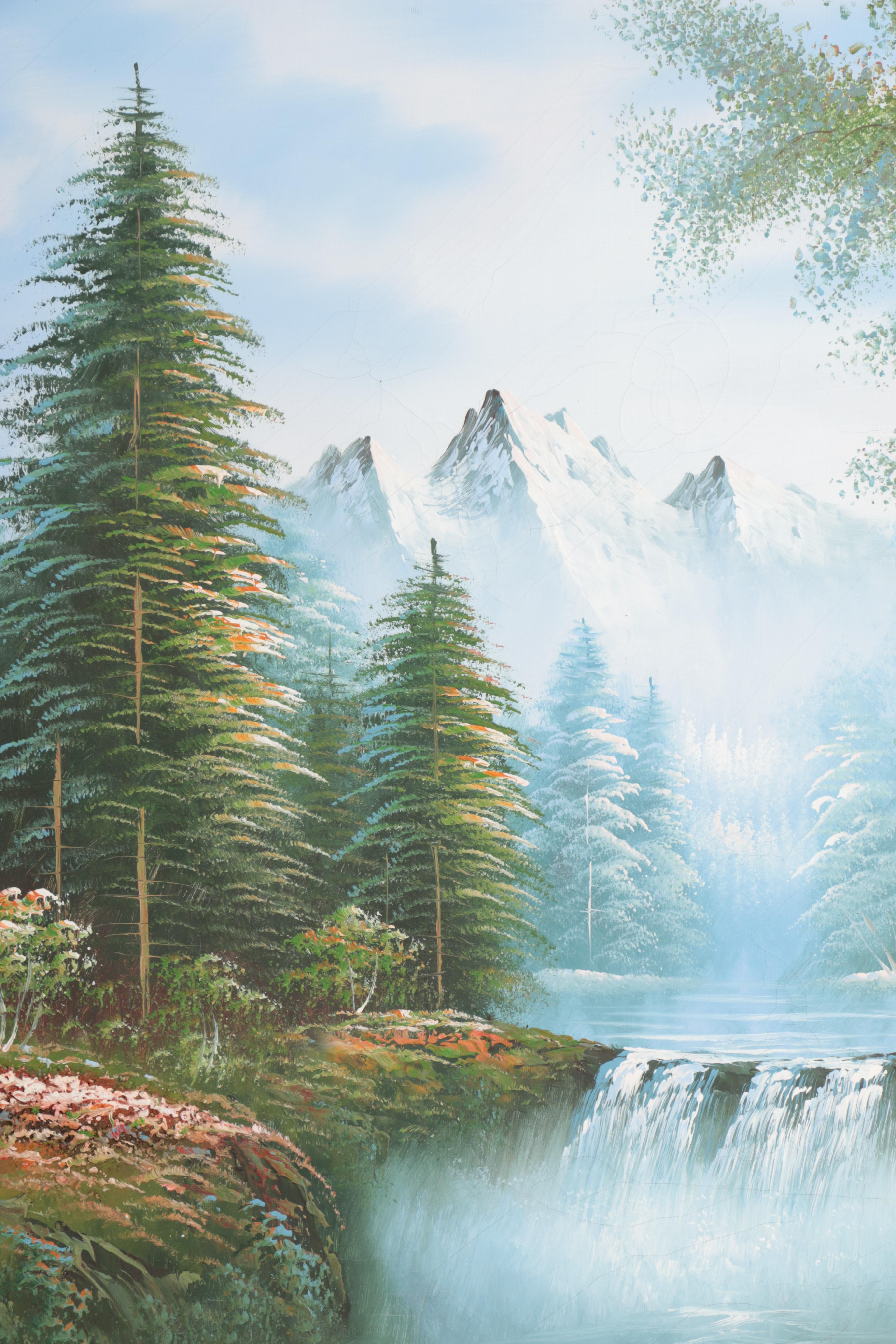 M. Scott Oil Painting on Canvas of Wooded Scene