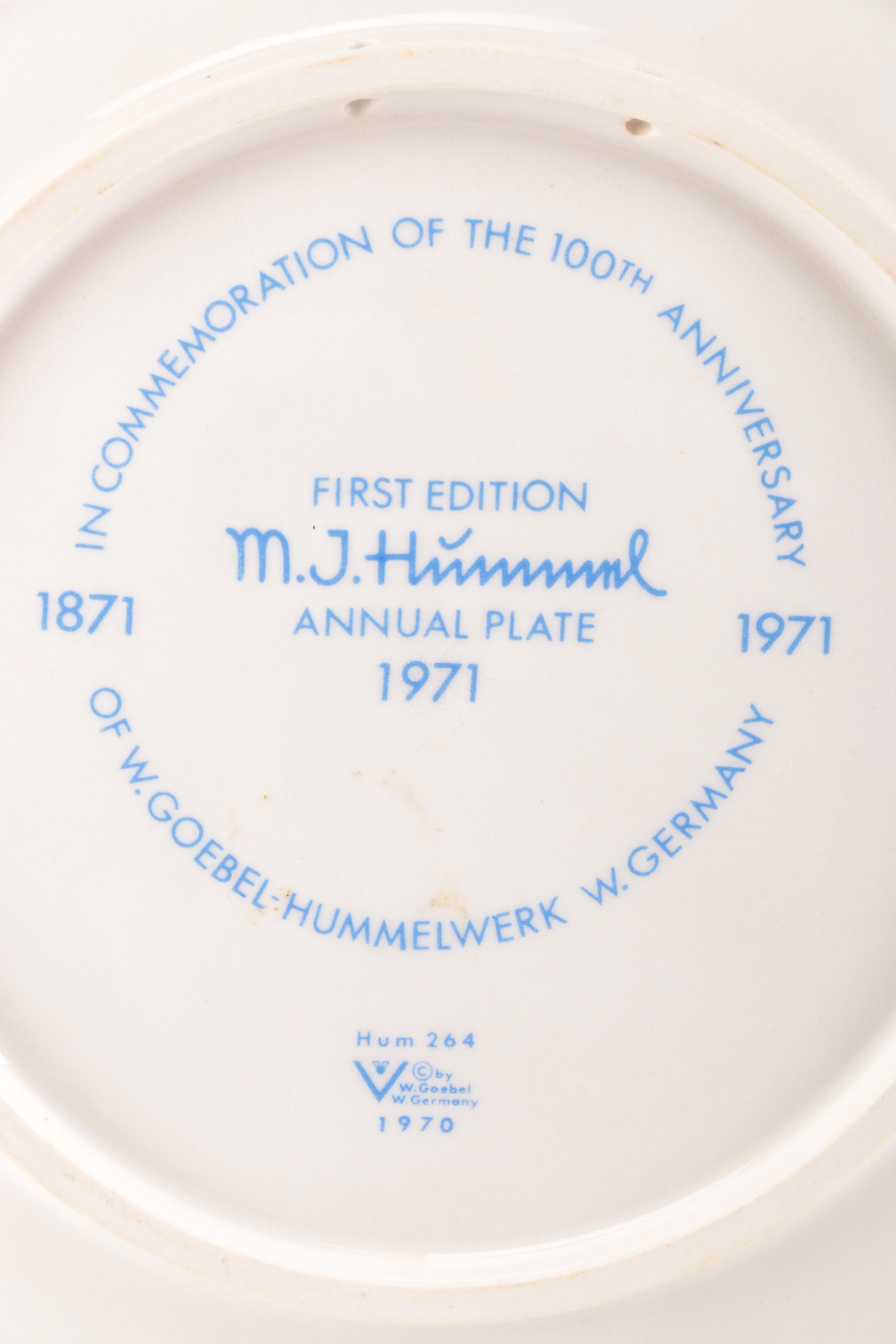 1971 First Edition M.I. Hummel Annual Plate by W. Goebel