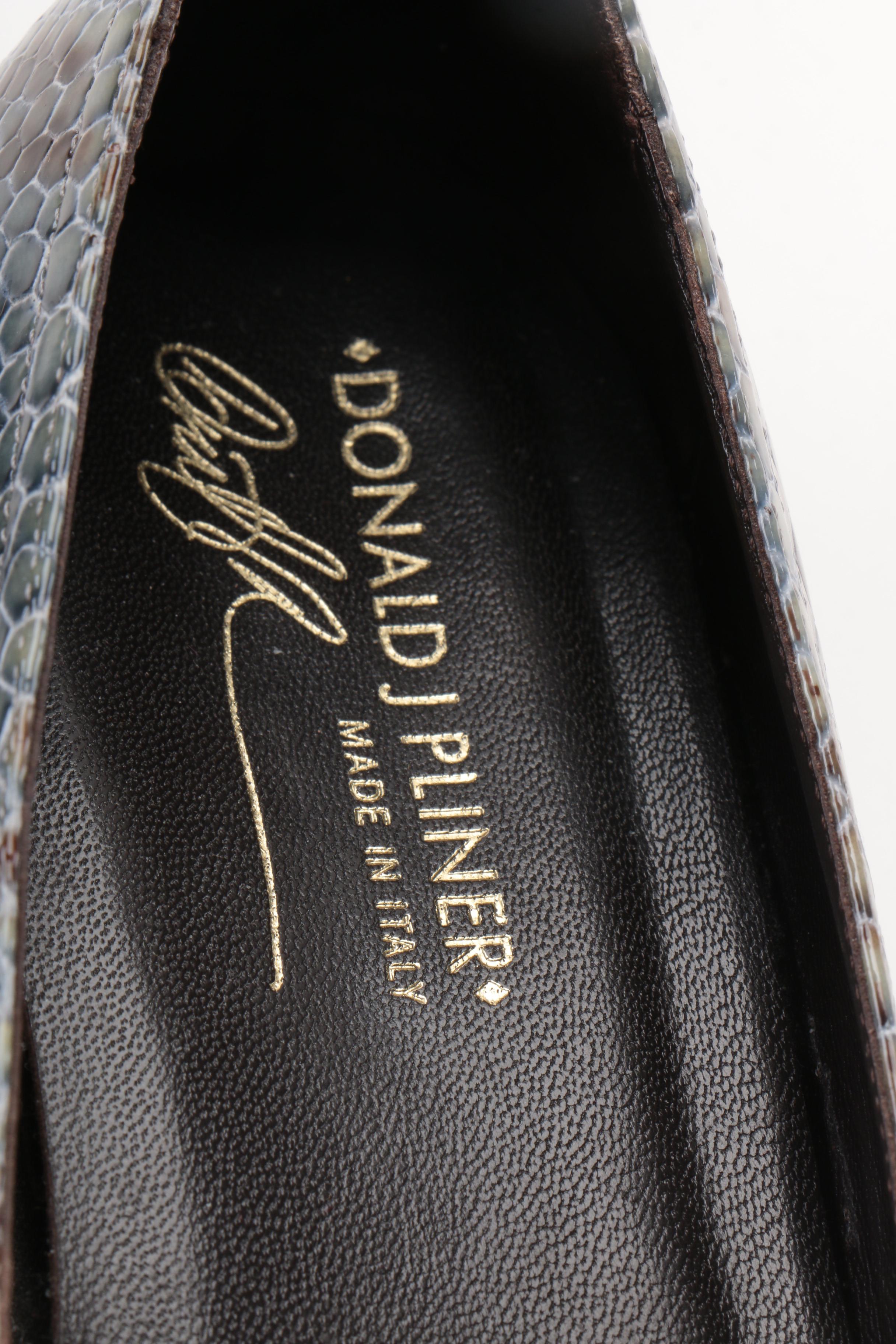 Donald J Pliner Patent Leather Snakeskin Print Flats