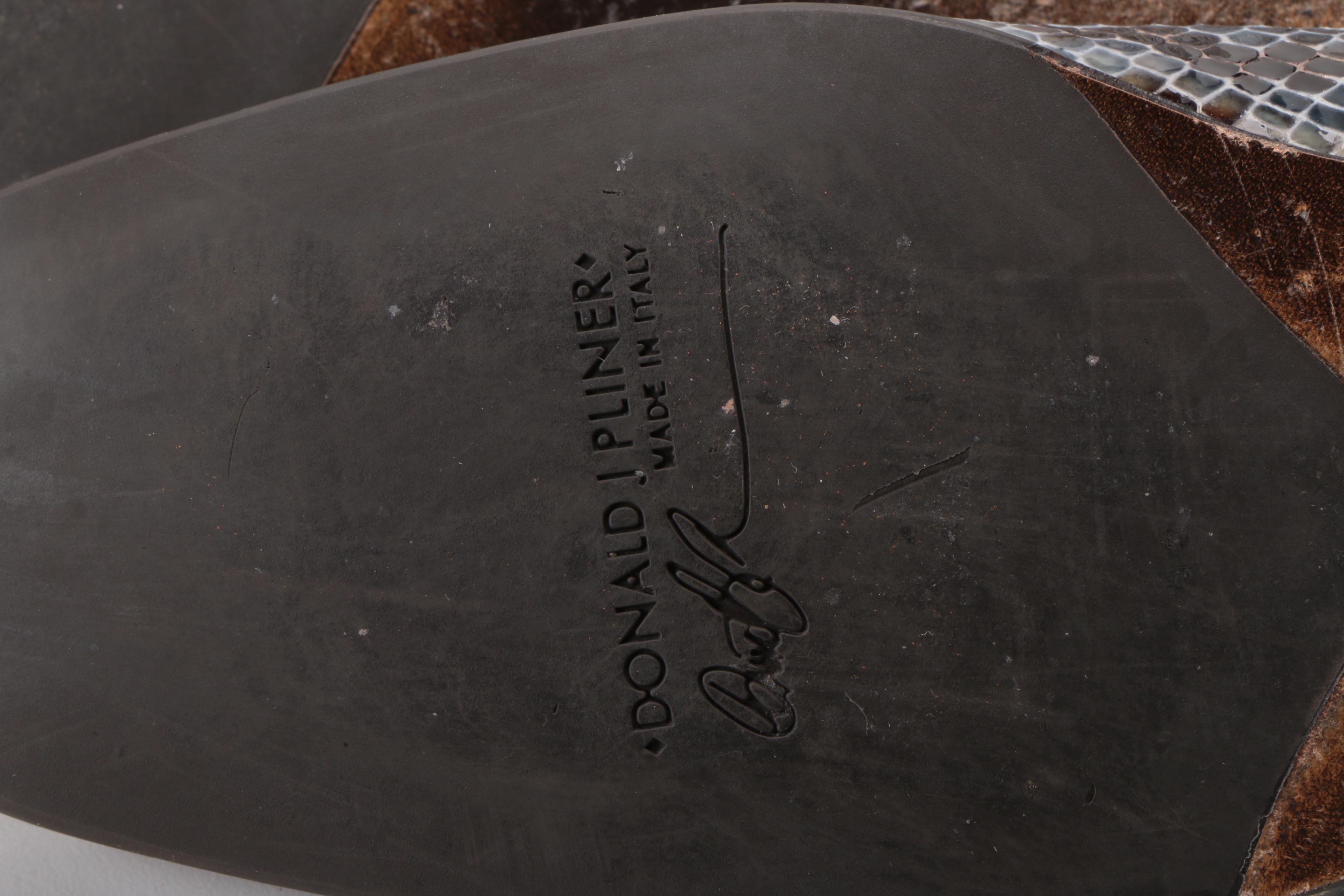 Donald J Pliner Patent Leather Snakeskin Print Flats