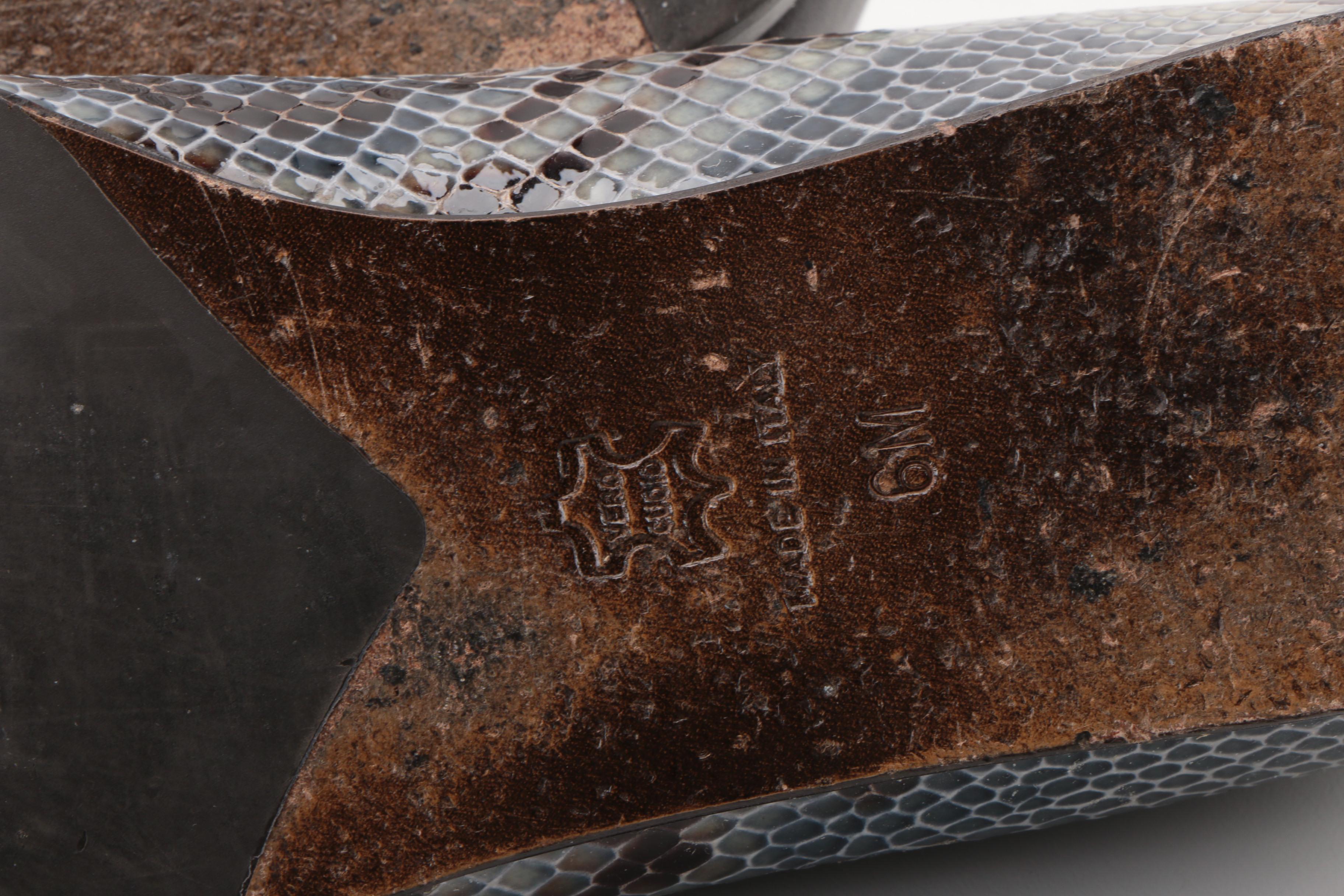 Donald J Pliner Patent Leather Snakeskin Print Flats