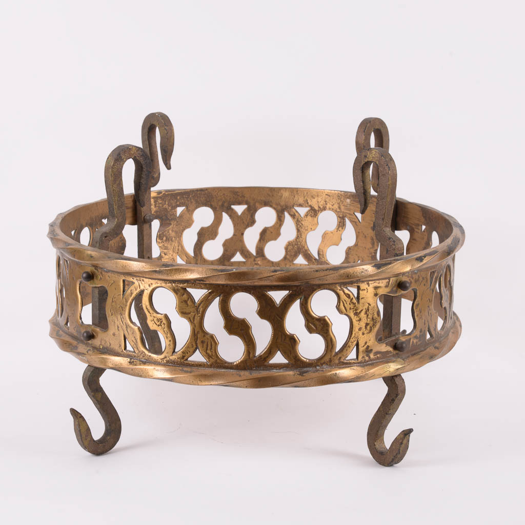 Antique French Brass Hanging Pot Rack