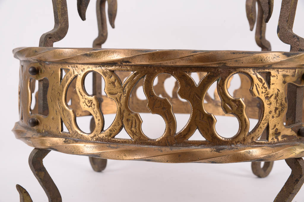 Antique French Brass Hanging Pot Rack