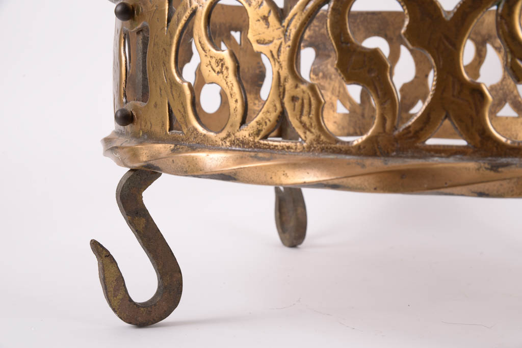 Antique French Brass Hanging Pot Rack