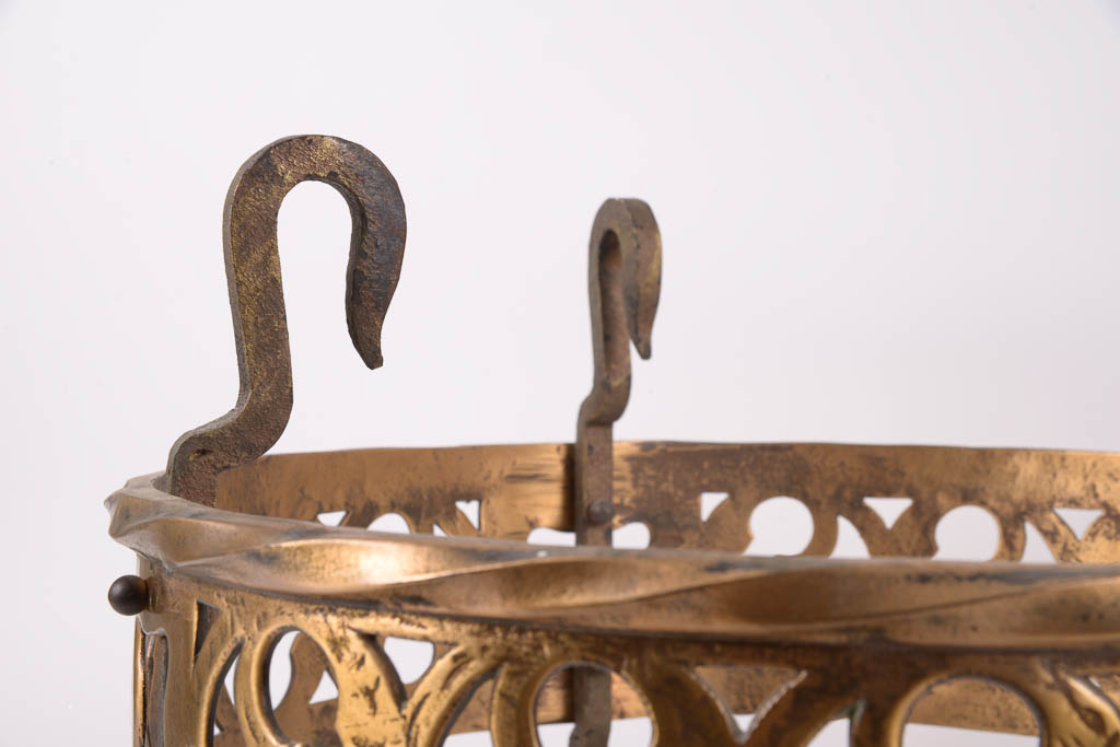 Antique French Brass Hanging Pot Rack