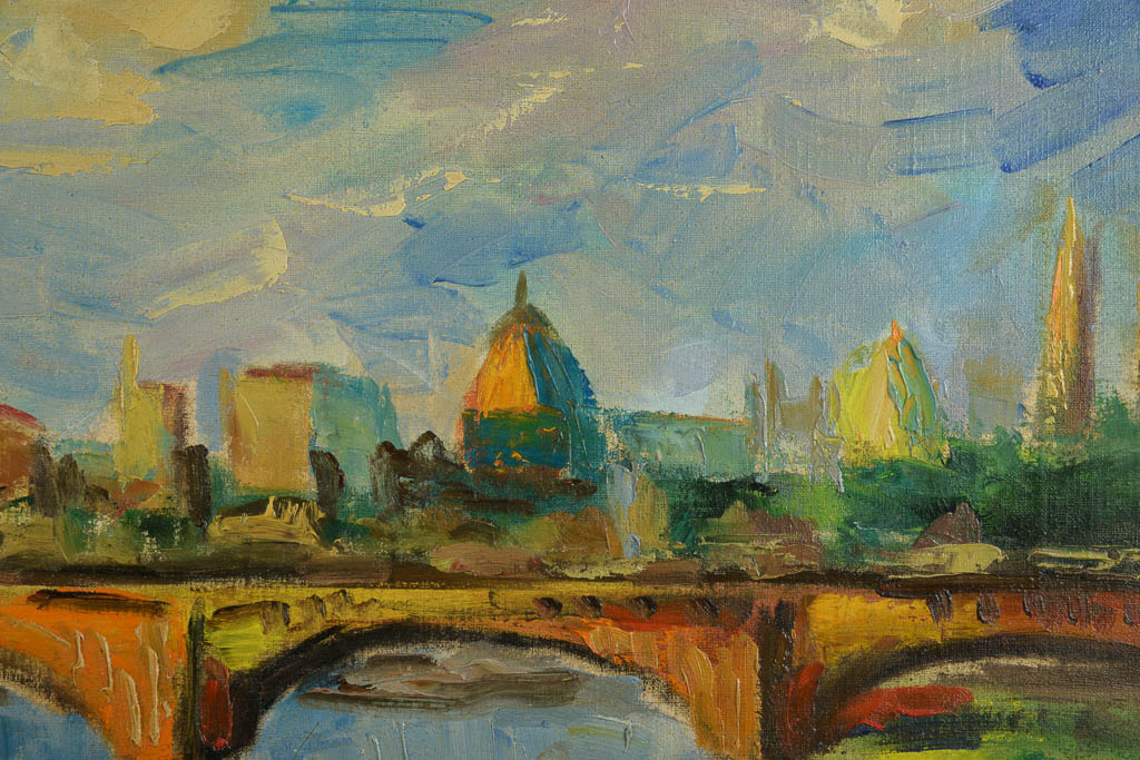 Shuster Cityscape Signed Original Oil Painting