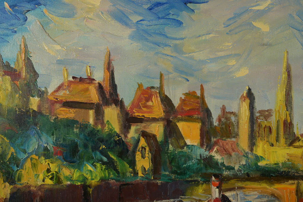 Shuster Cityscape Signed Original Oil Painting