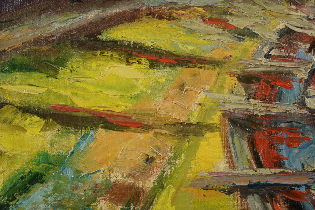 Shuster Cityscape Signed Original Oil Painting