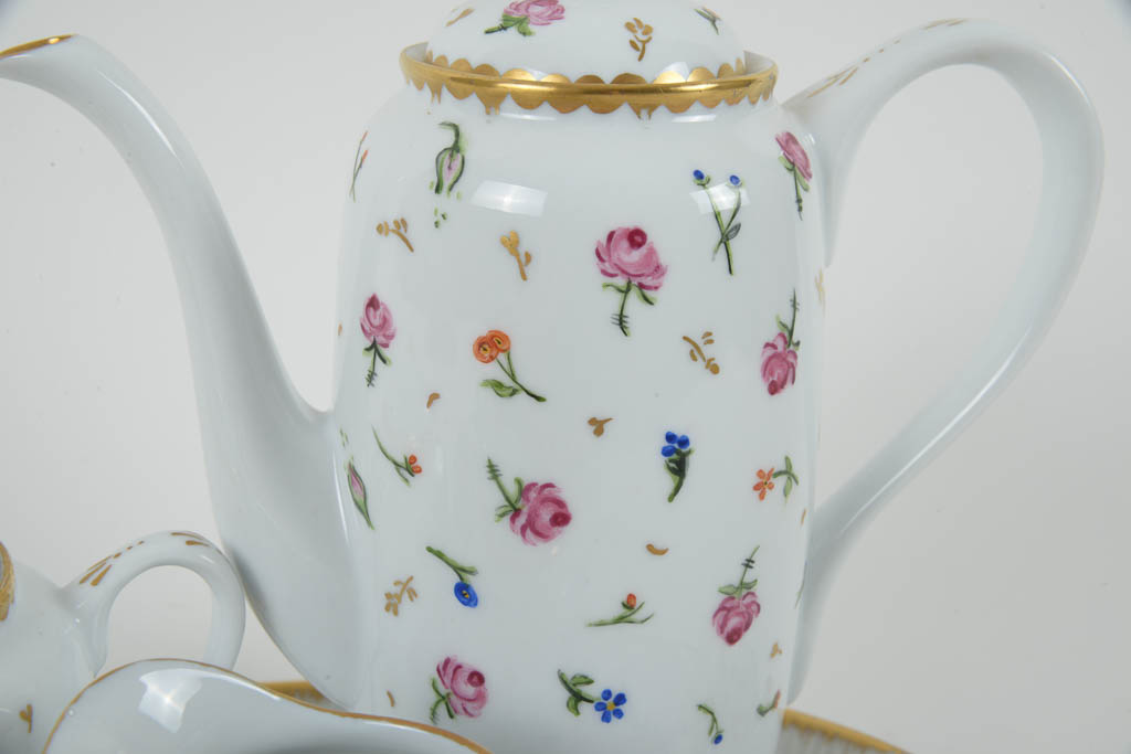 Porcelain  Hand-Painted Floral Coffee Service