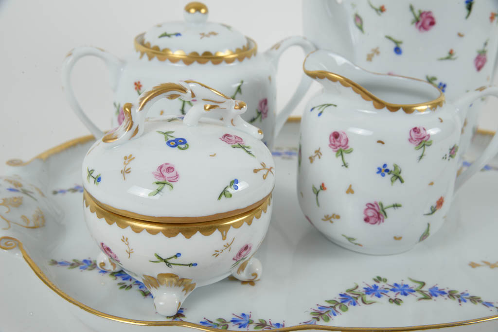 Porcelain  Hand-Painted Floral Coffee Service