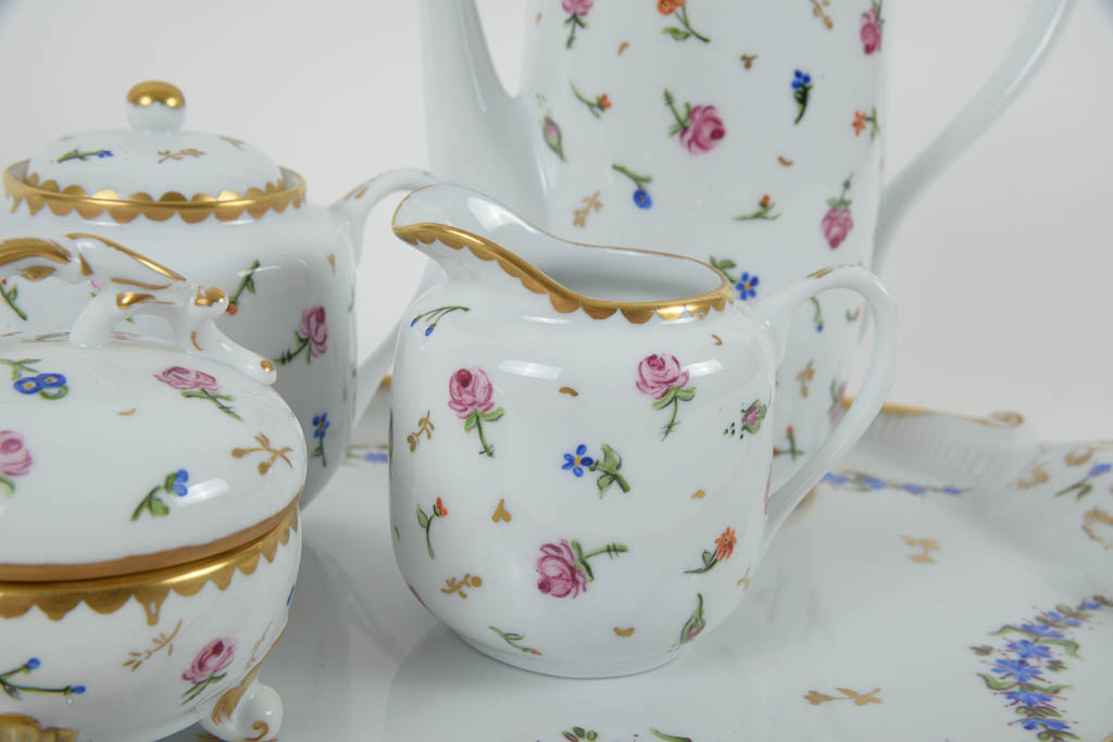 Porcelain  Hand-Painted Floral Coffee Service