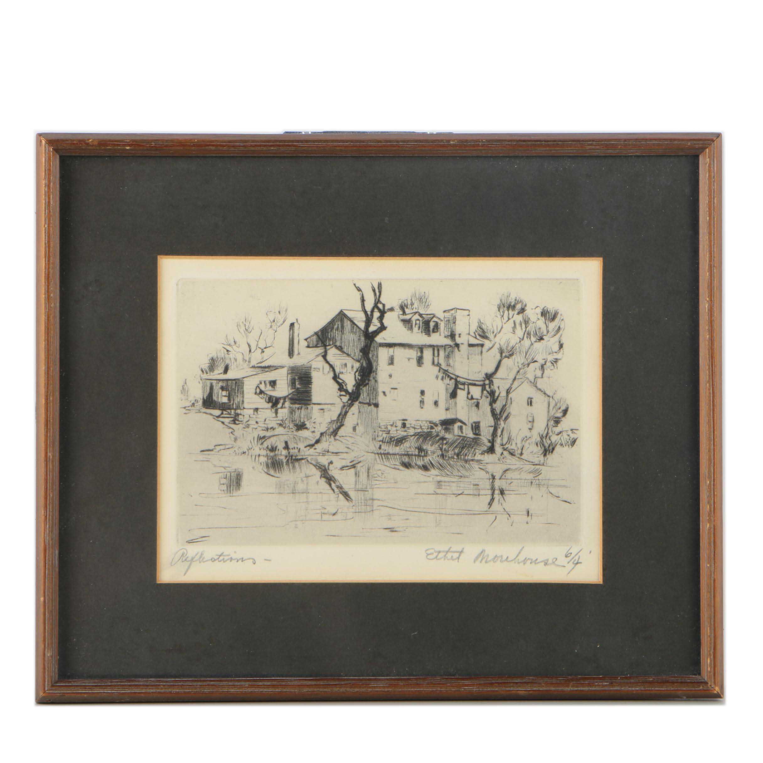 Ethel Morehouse Engraving "Reflections"