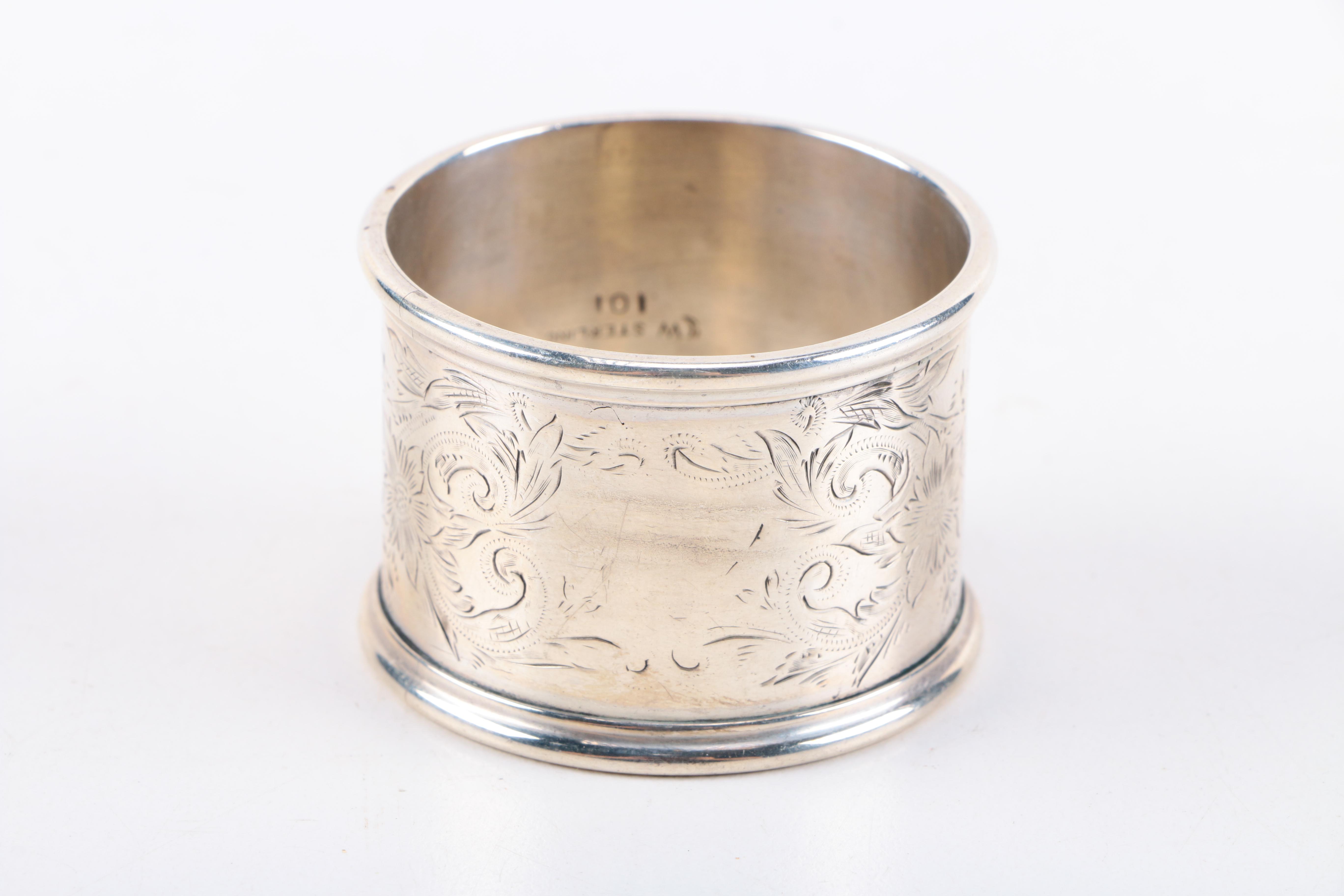 1896 Roberts & Belk Napkin Ring and Other Sterling Silver Napkin Rings