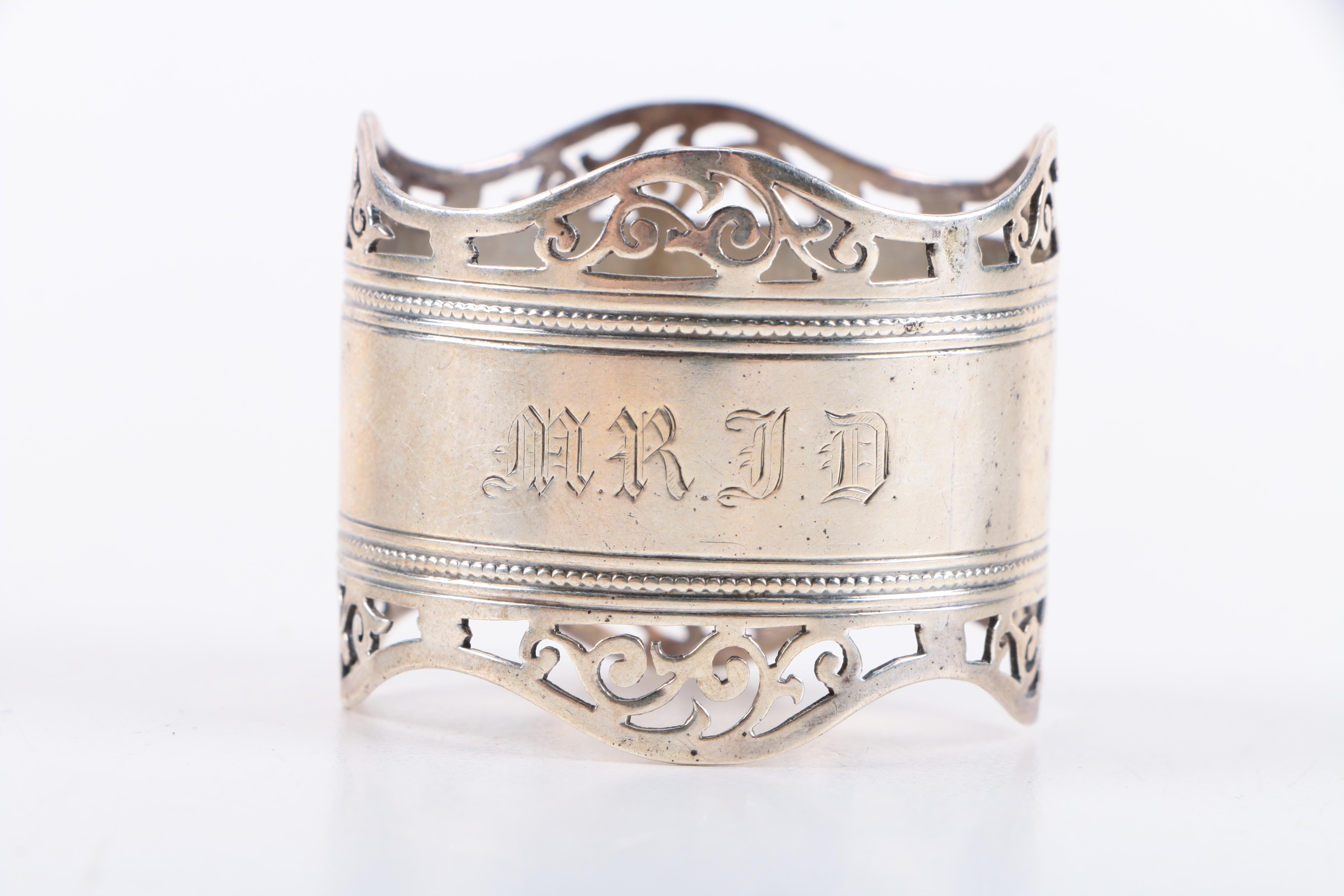 1896 Roberts & Belk Napkin Ring and Other Sterling Silver Napkin Rings