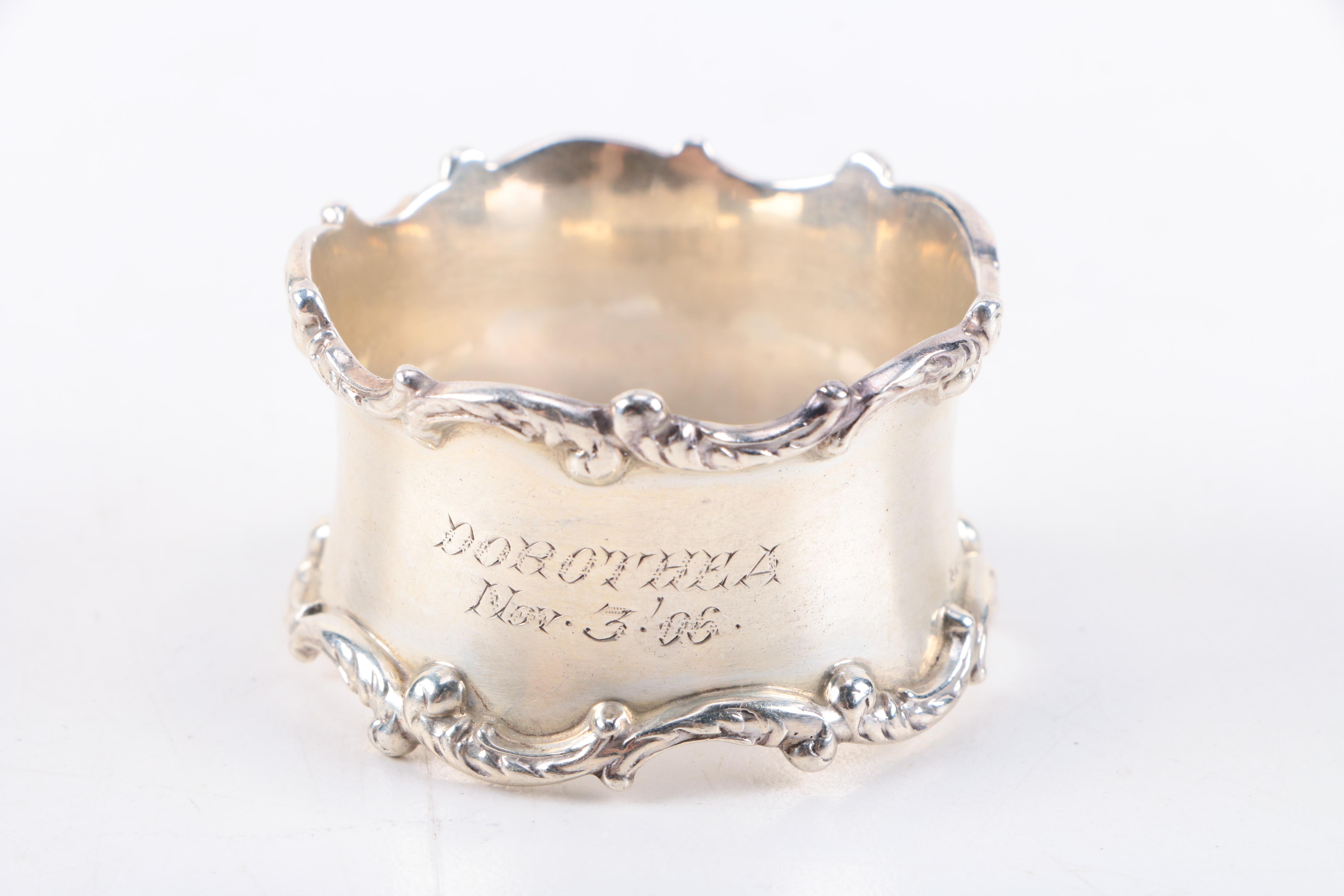 1896 Roberts & Belk Napkin Ring and Other Sterling Silver Napkin Rings