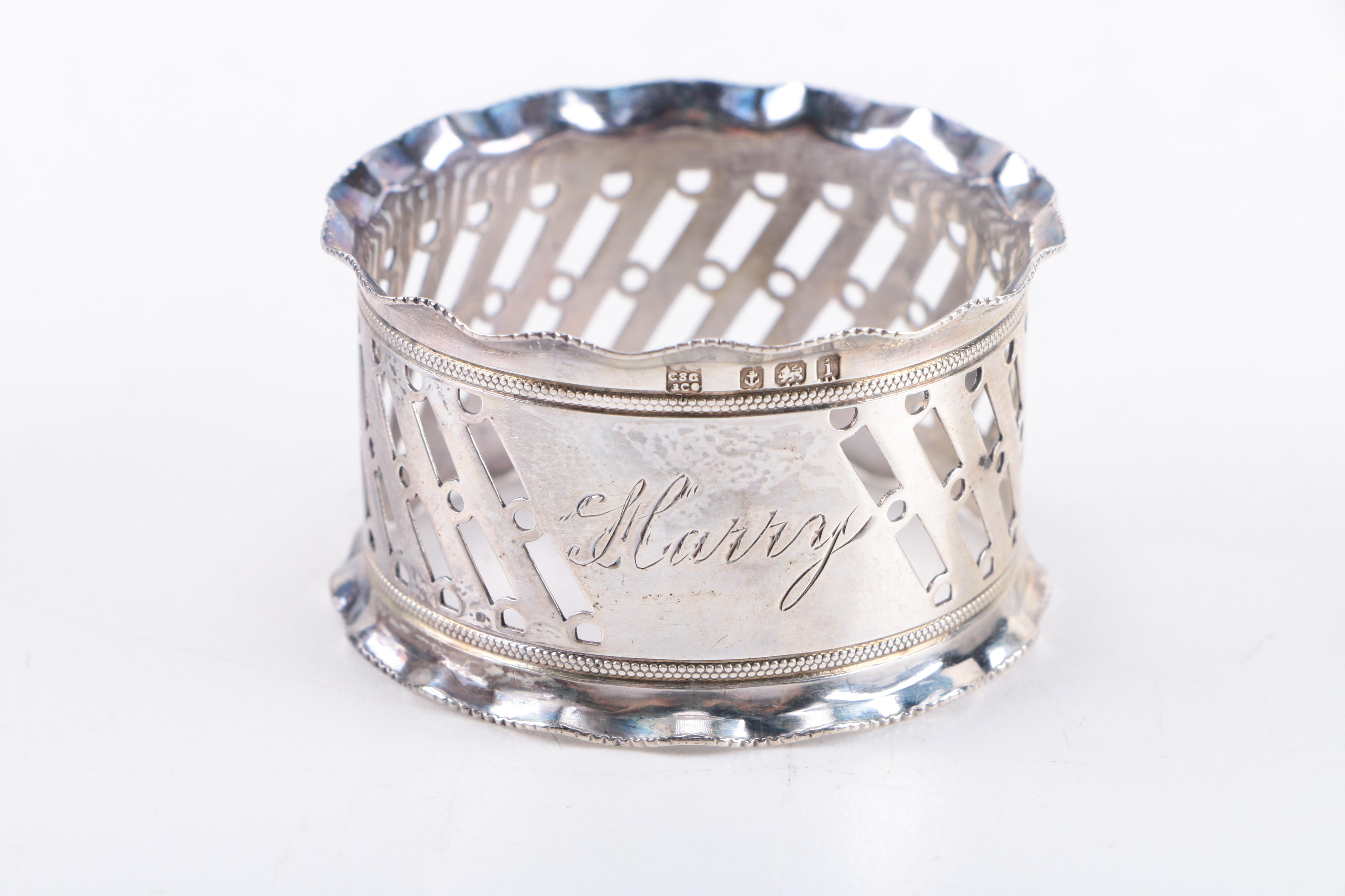 1896 Roberts & Belk Napkin Ring and Other Sterling Silver Napkin Rings