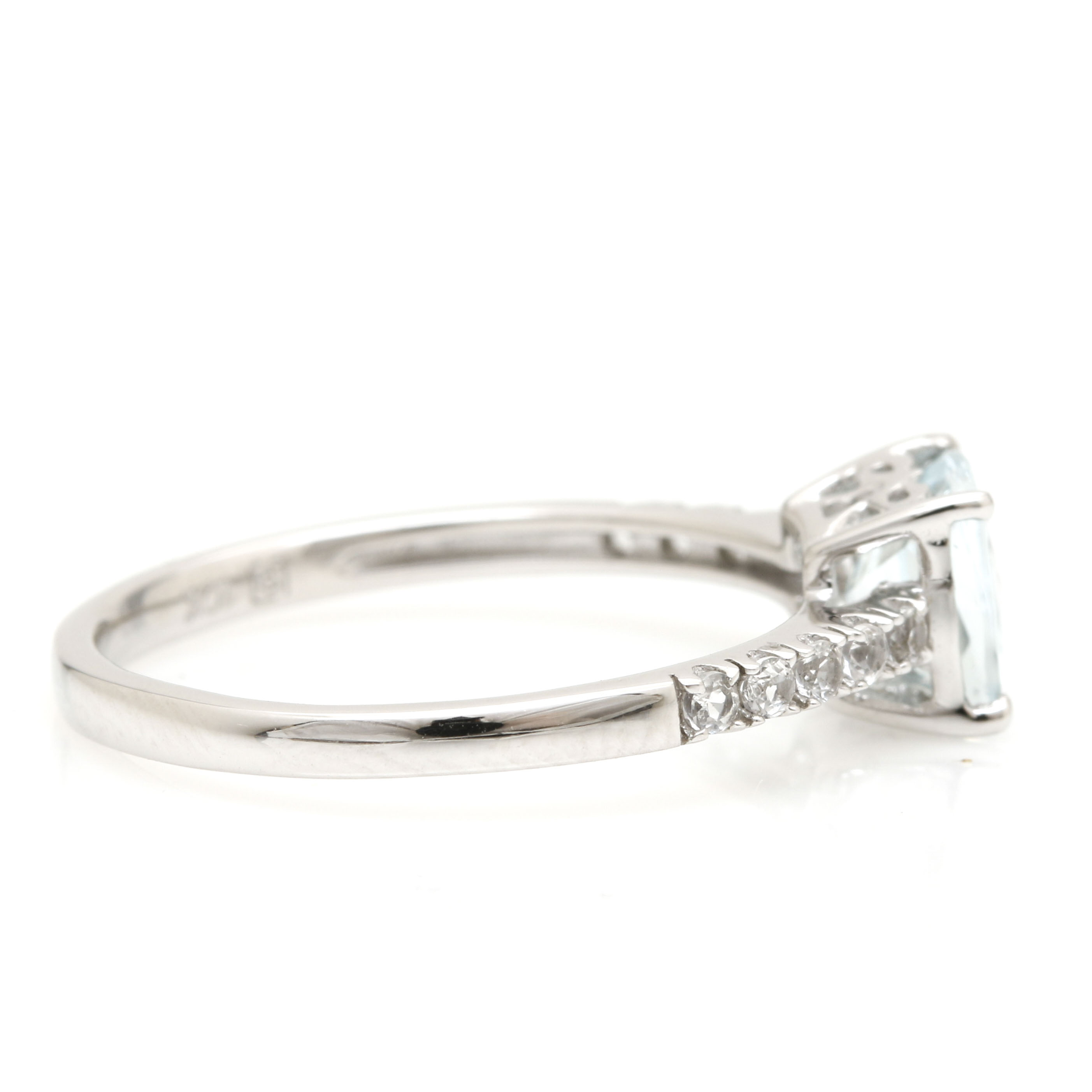 10K White Gold Aquamarine and White Sapphire Ring