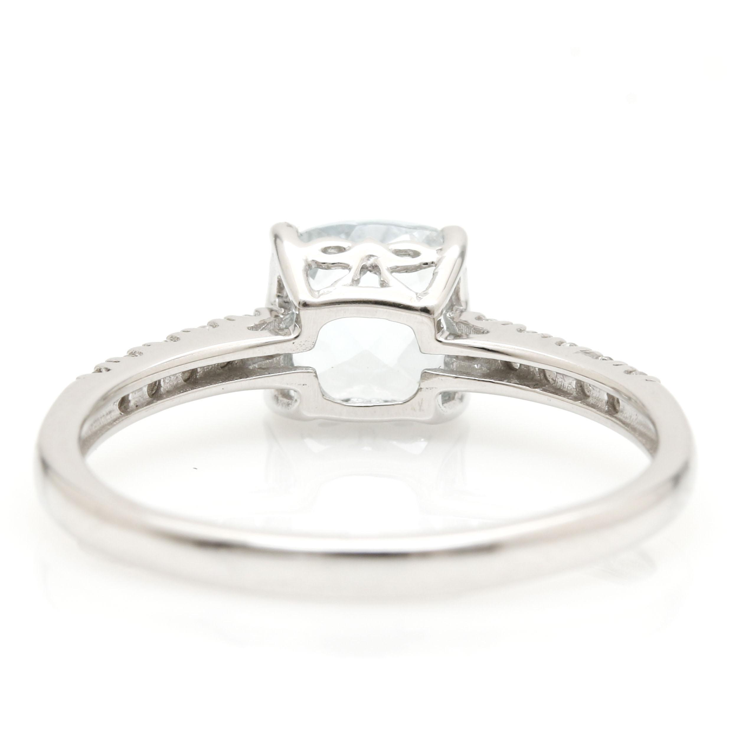 10K White Gold Aquamarine and White Sapphire Ring