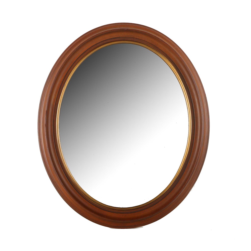Oval Wooden Framed Wall Mirror