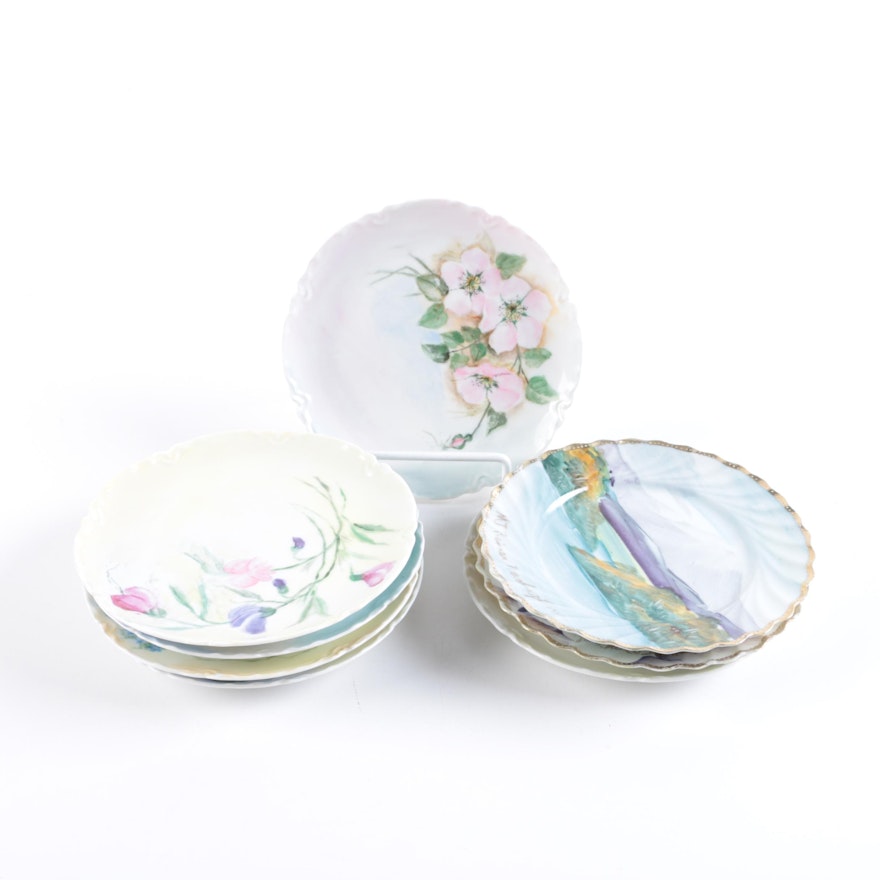 Decorative Porcelain Floral Plates Including Haviland