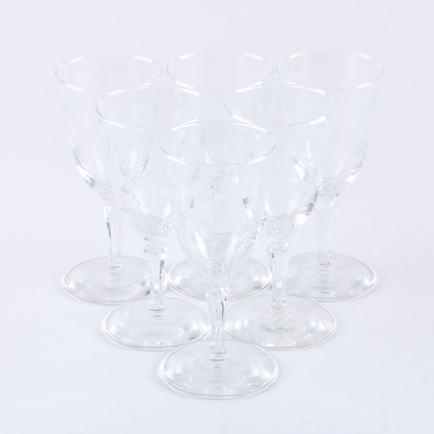 Six Frosted Wine Glasses