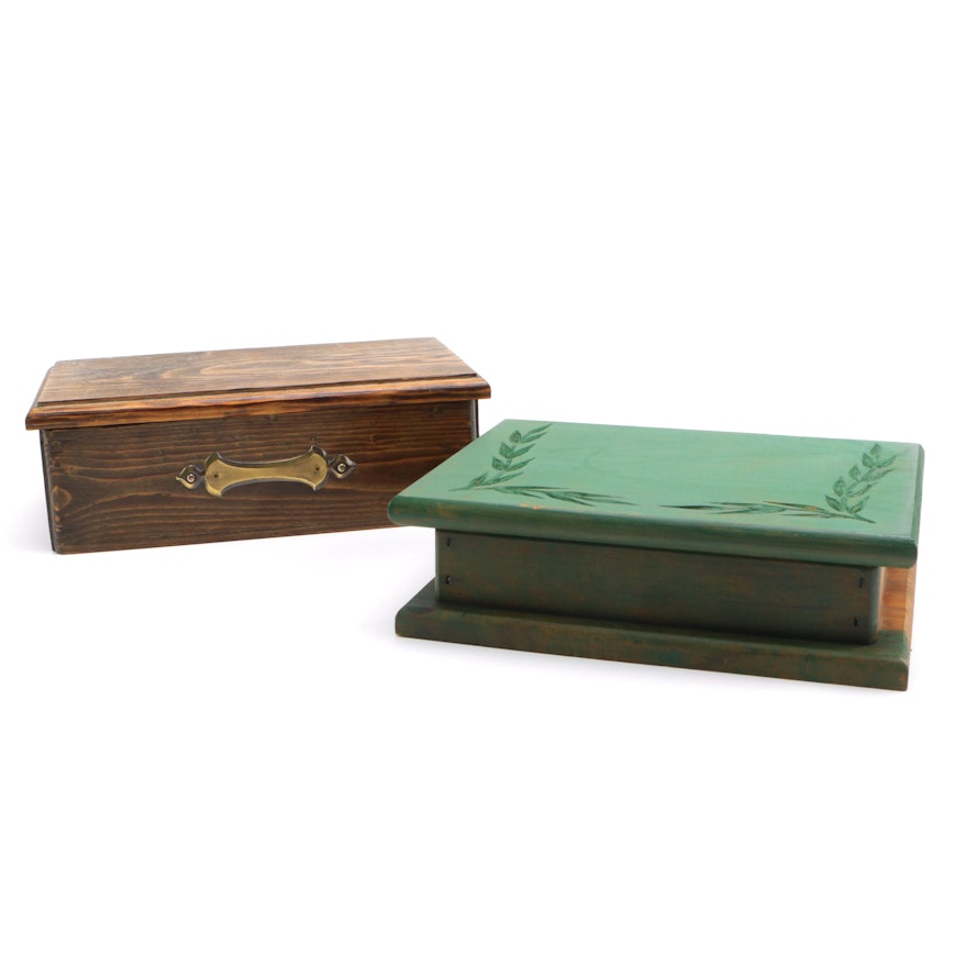 Wooden Boxes With Hinged Lids