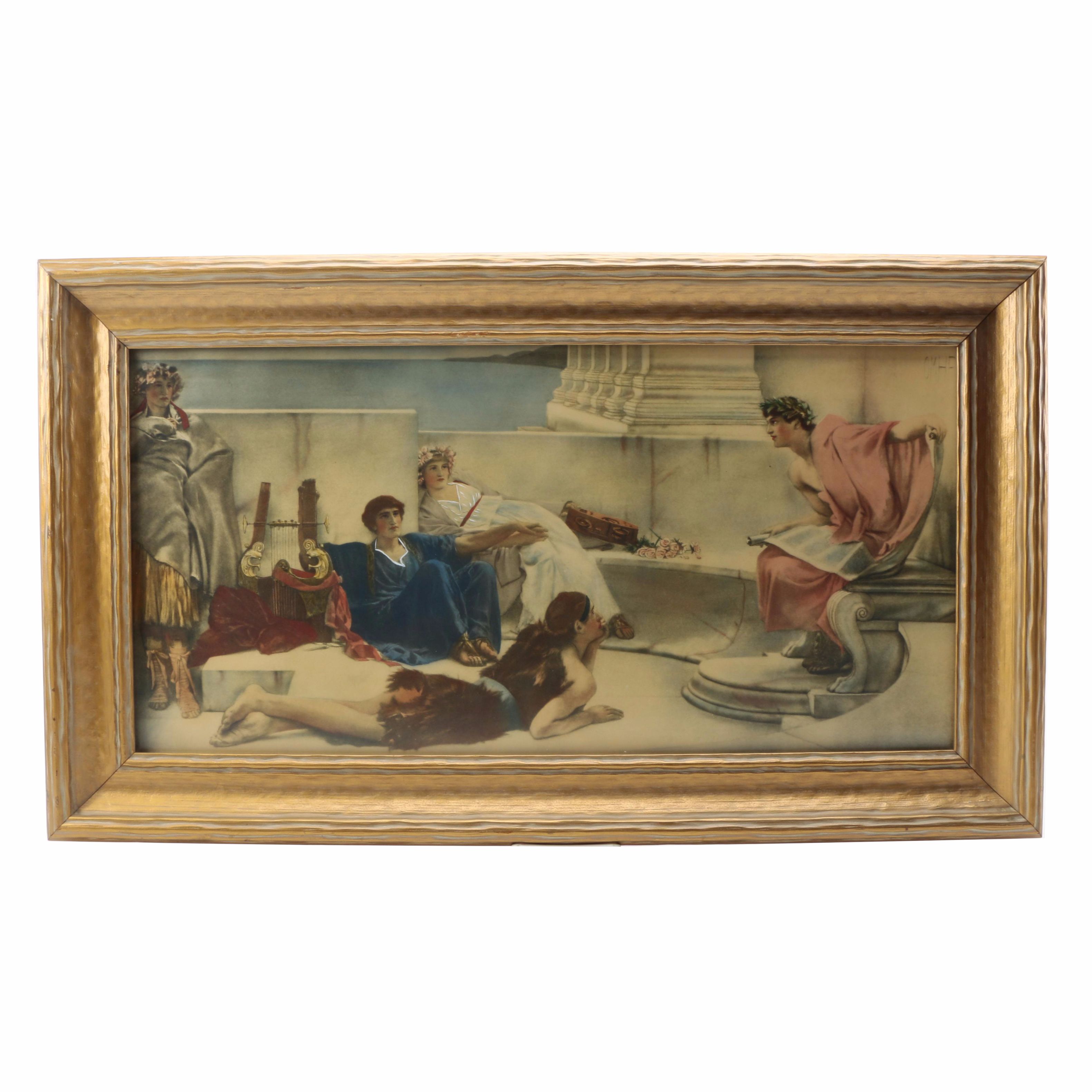 After Sir Lawrence Alma-Tadema Embellished Lithograph "A Reading from Homer"