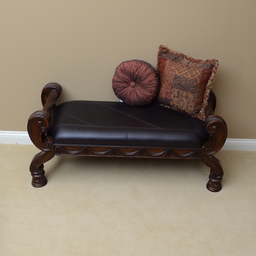 Carved and Upholstered Bench