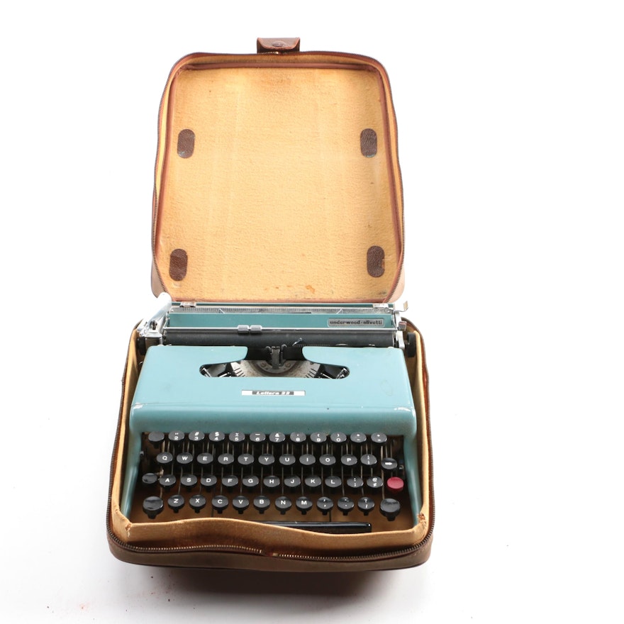 1950s Underwood-Olivetti Lettera 22 Typewriter With Case