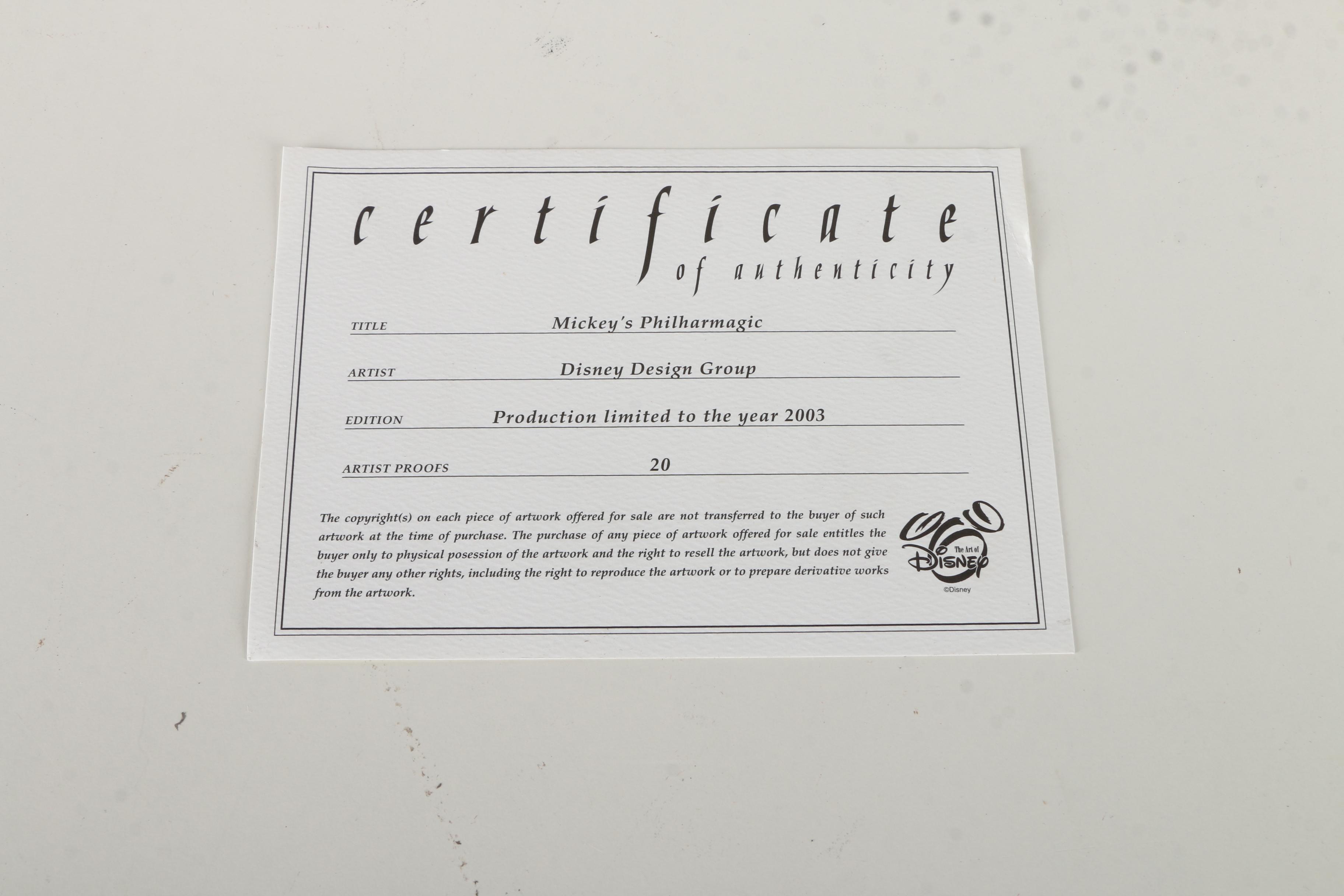 Offset Lithograph by Disney Design Group "Mickey's Philharmagic"